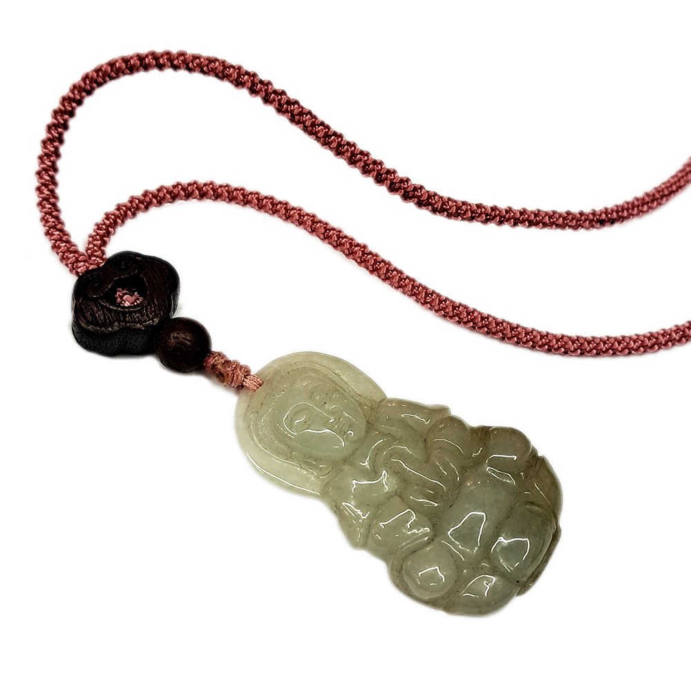 玉觀音{油青}如意紫檀中國結項鍊【十方】150259