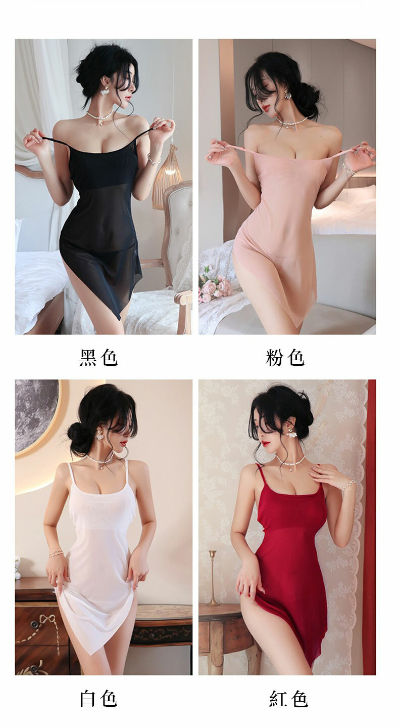 優雅透視開衩連衣裙｜性感情趣內衣