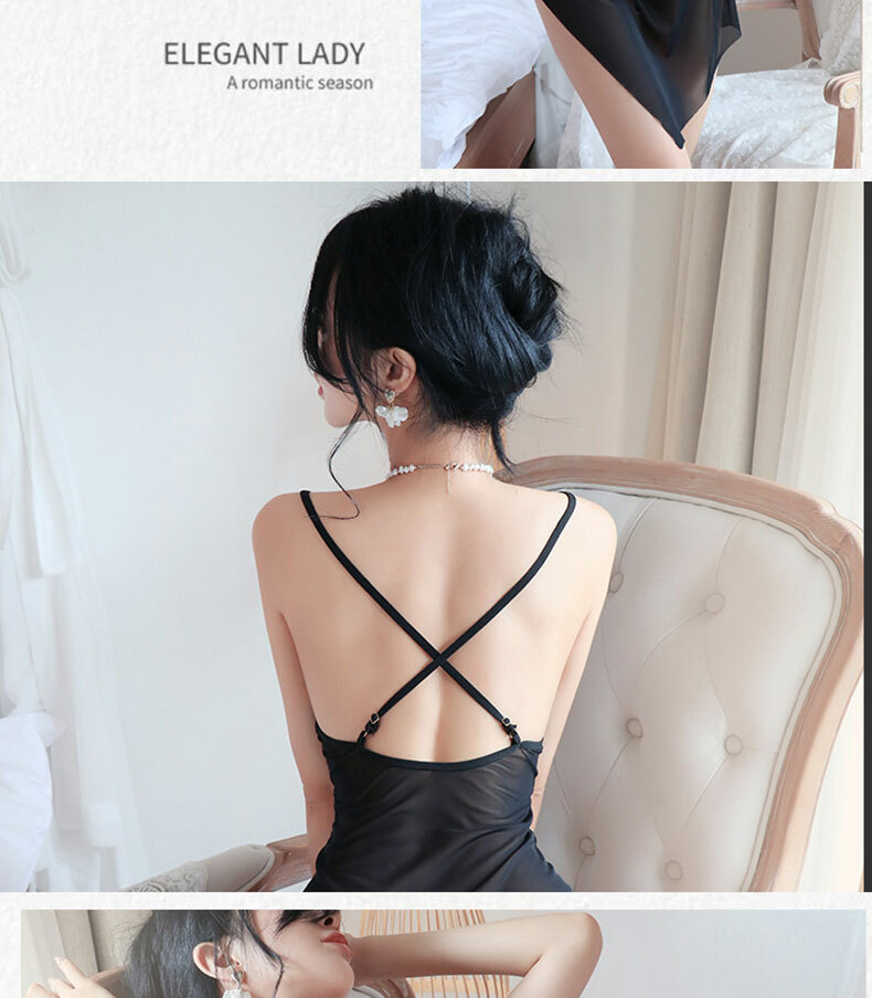 優雅透視開衩連衣裙｜性感情趣內衣