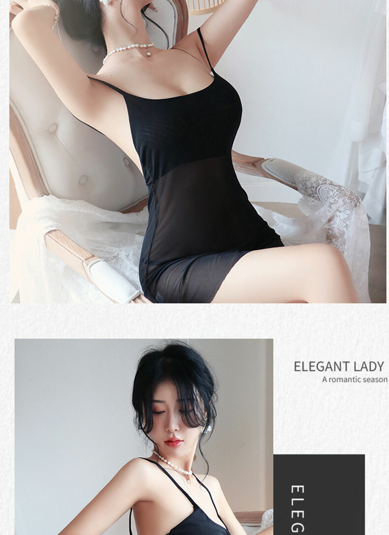 優雅透視開衩連衣裙｜性感情趣內衣