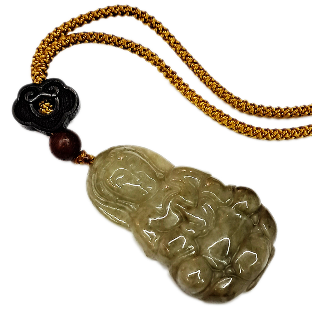 玉觀音{油青}如意紫檀中國結項鍊【十方】150255