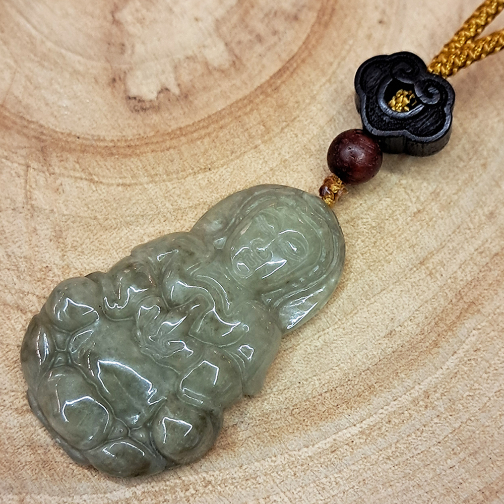 玉觀音{油青}如意紫檀中國結項鍊【十方】150255