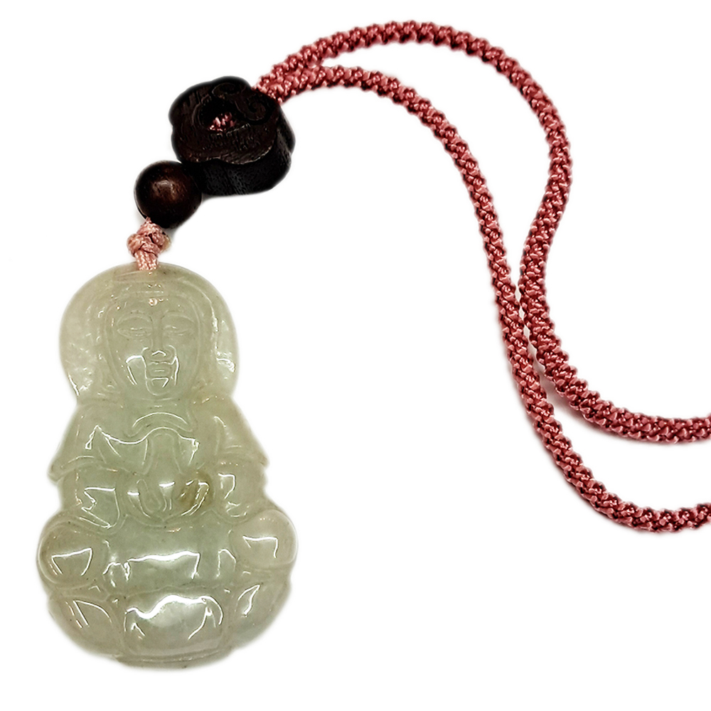 玉觀音{油青}如意紫檀中國結項鍊【十方】150264