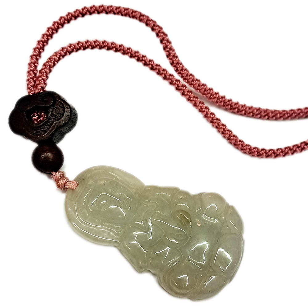 玉觀音{油青}如意紫檀中國結項鍊【十方】150264