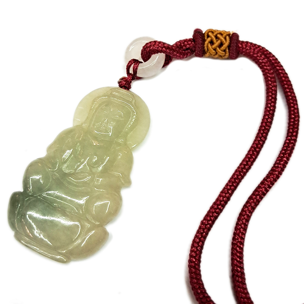 玉觀音{油青}如意紫檀中國結項鍊【十方】150257