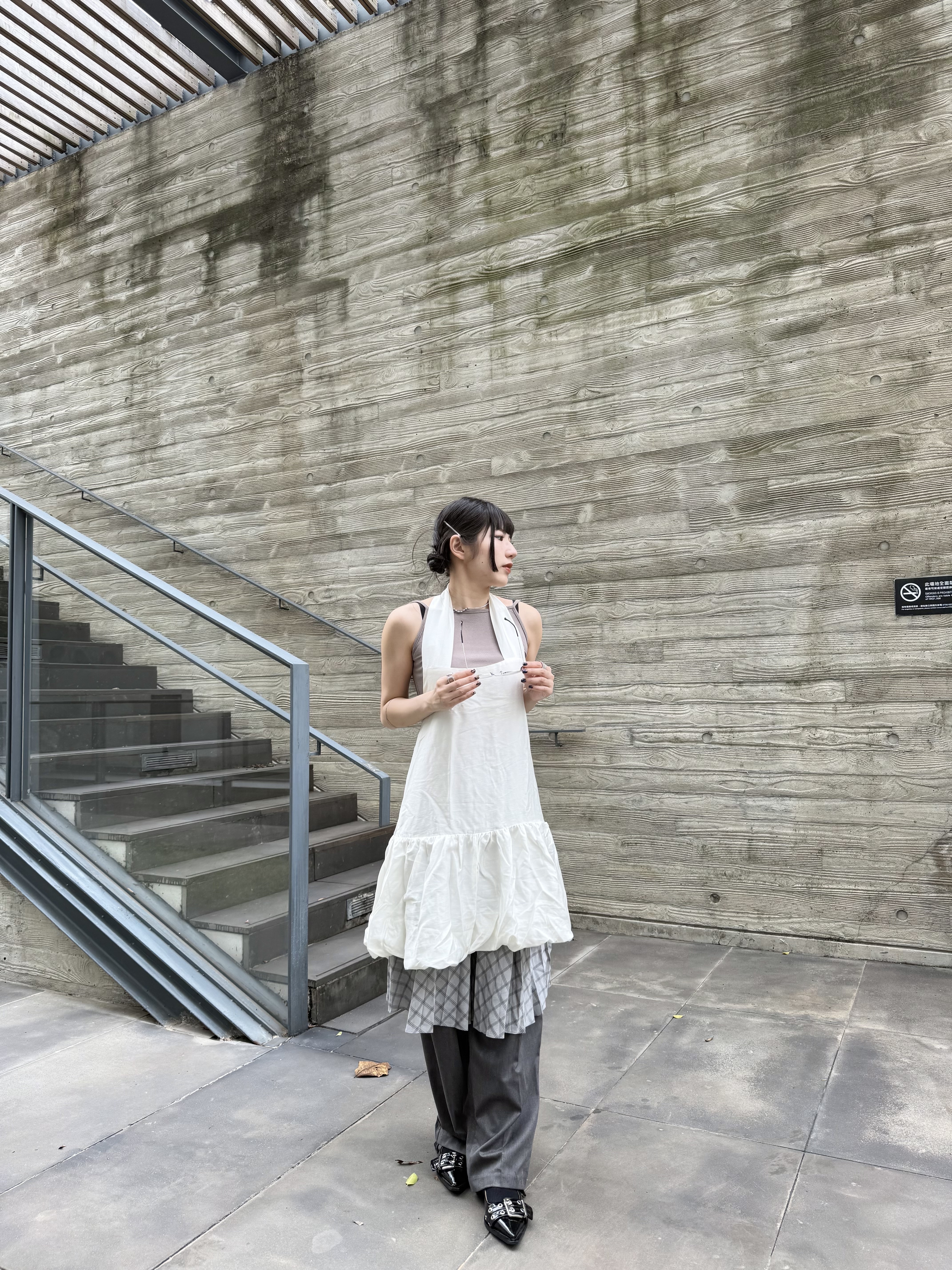 [兩色入] 掛頸氣質滑滑泡泡中layer(White)