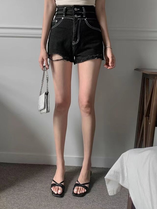 780高腰兩釦破損風格短褲