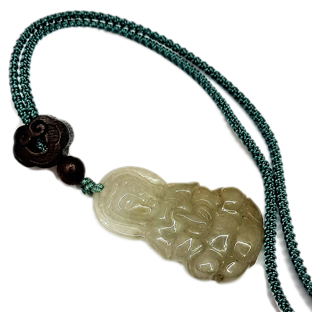 玉觀音{油青}如意紫檀中國結項鍊【十方】150263