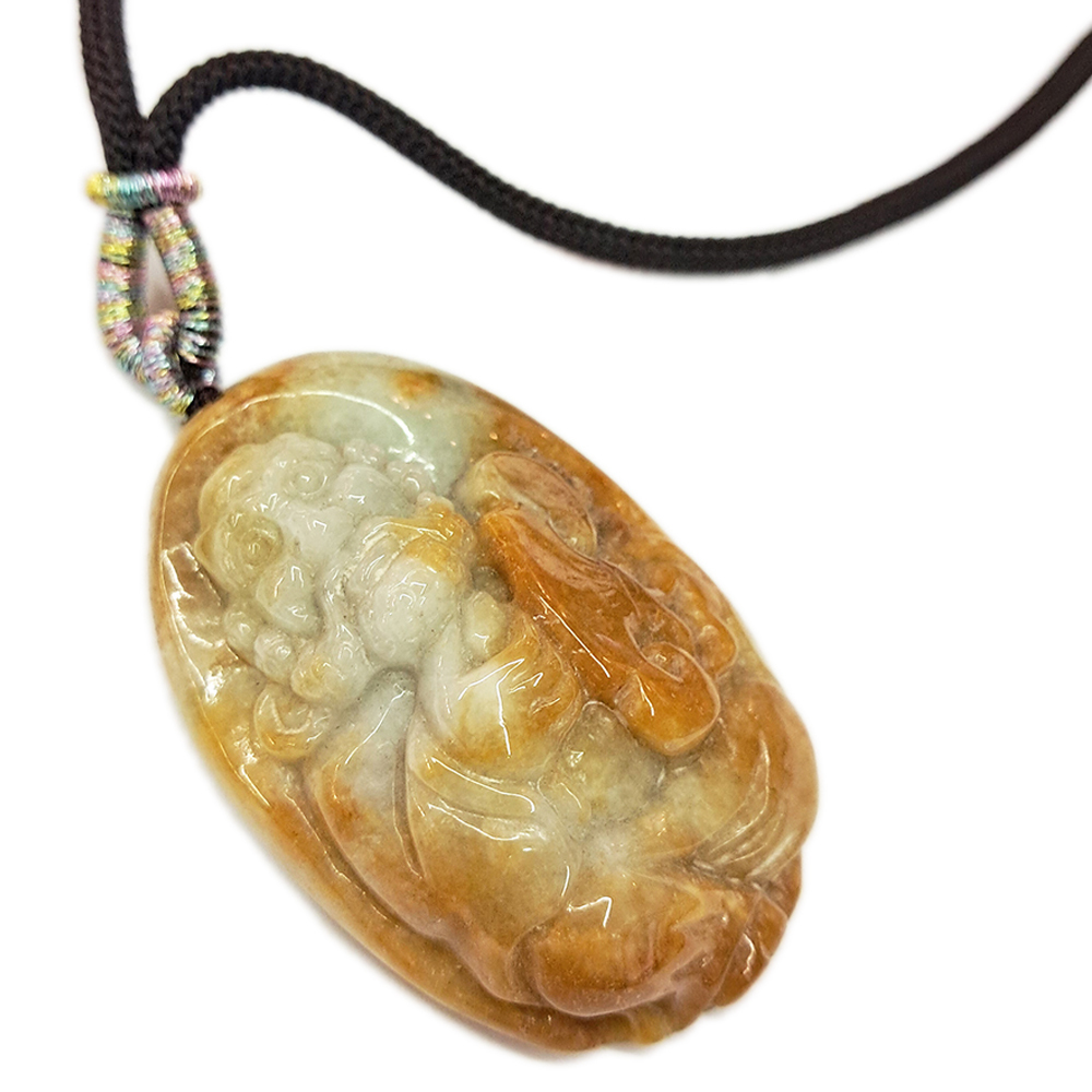 達摩祖師{黃翡雙彩翡翠}中國結項鍊【十方】135527