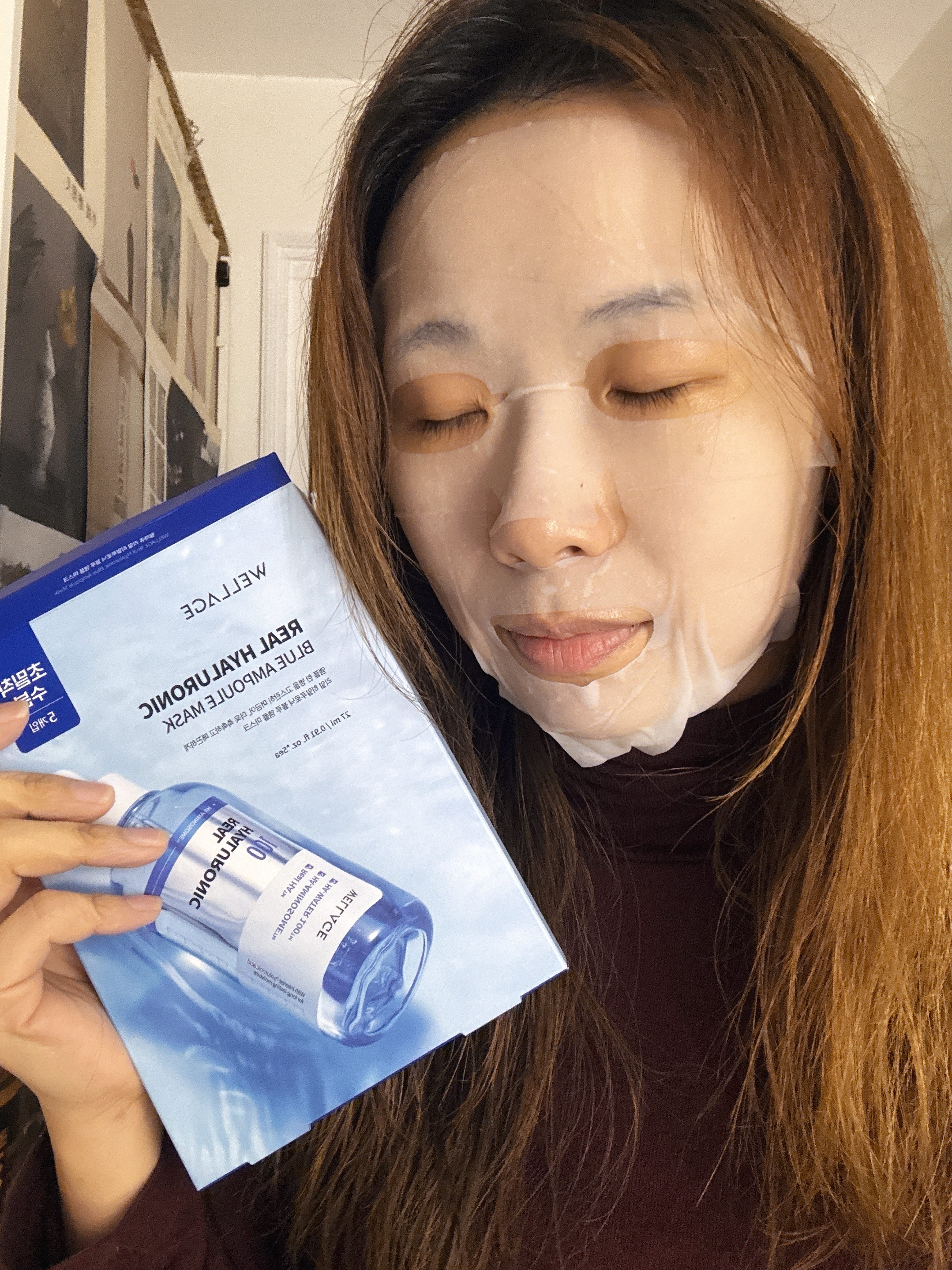 【WELLAGE】100%透明質酸保濕安瓶精華面膜 5片 REAL HYALURONIC BLUE AMPOULE MASK