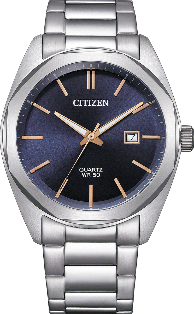 萬年鐘錶 - Citizen 星辰錶  石英機芯  紳士款藍色面盤石英不鏽鋼男錶 BI5110-54H 錶徑41MM