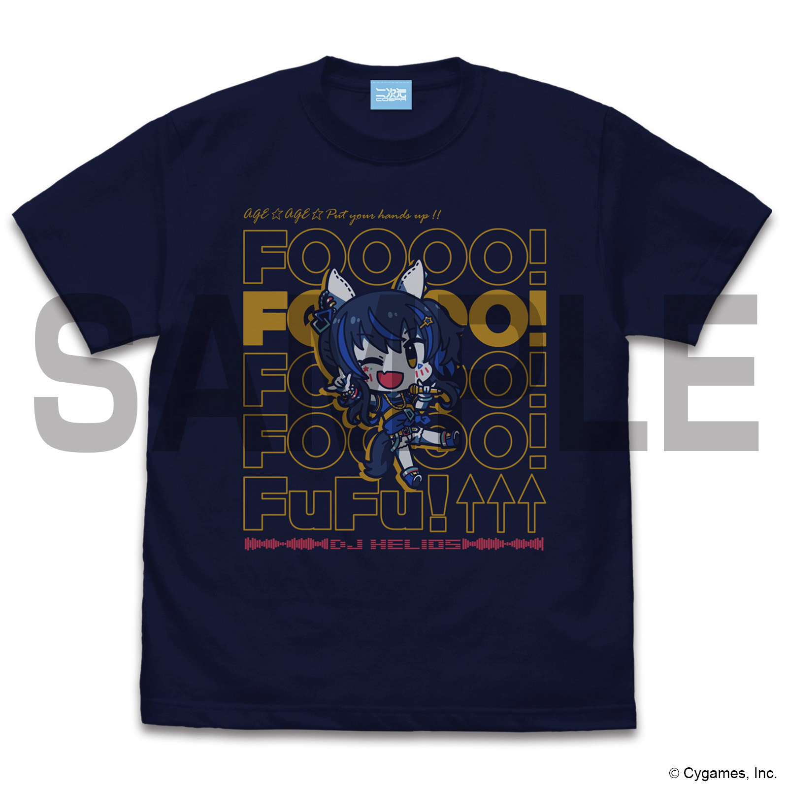 Cospa 0317 ダイタクヘリオスのアゲ↑アゲ↑ Tシャツ [ウマ娘 プリティーダービー] NAVY
