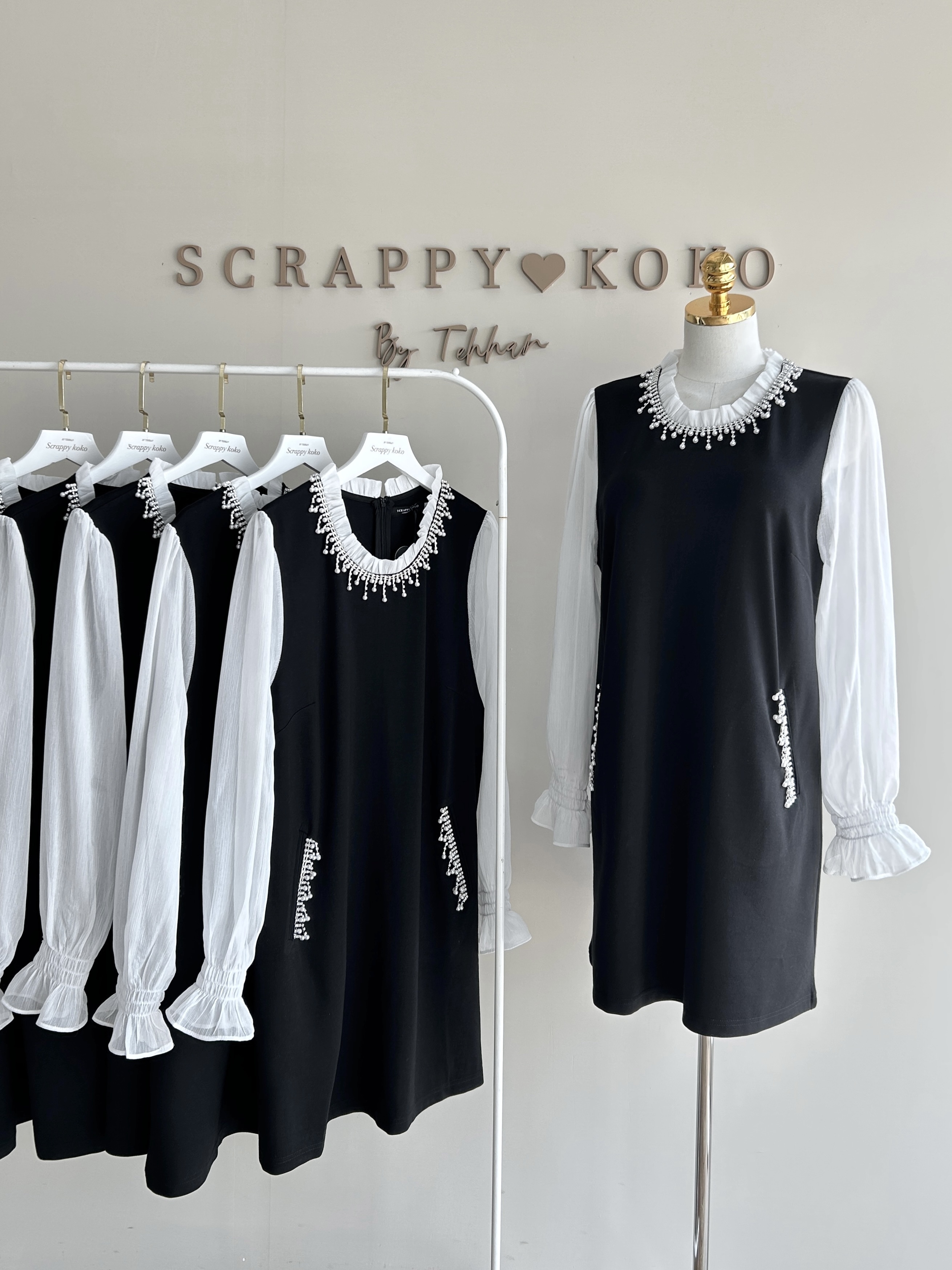 Calista 氣質水鑽長袖洋裝