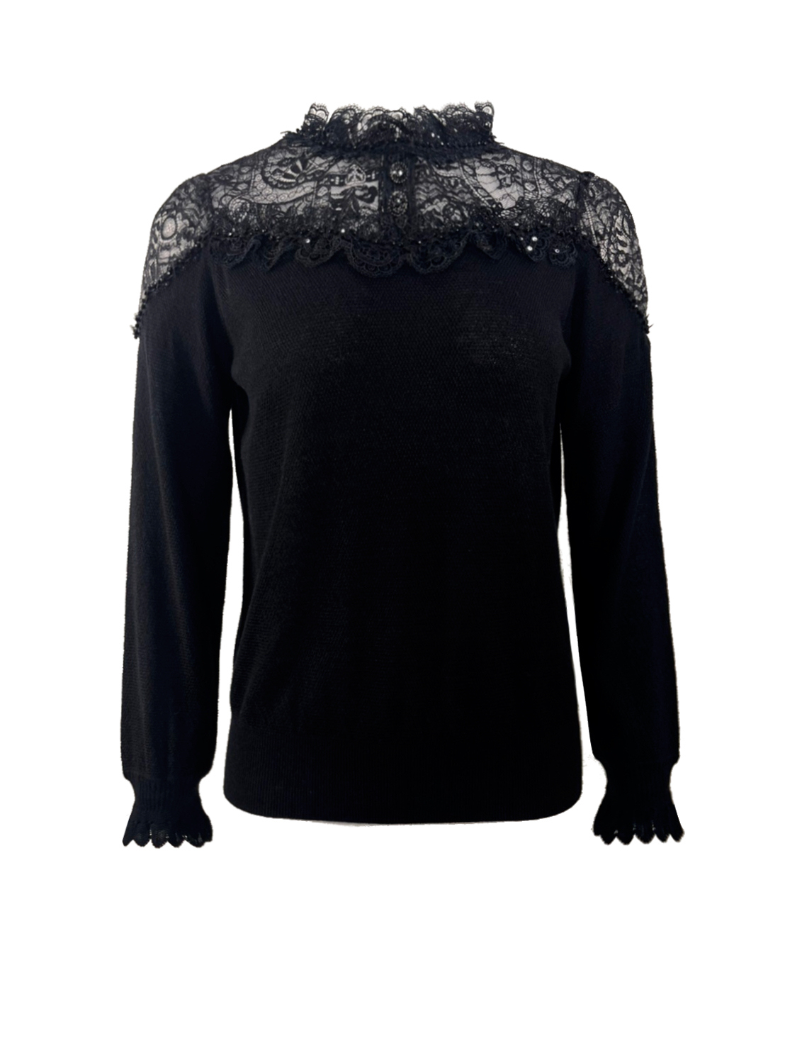 BB1AC262A1 復古宮廷蕾絲刺繡內搭高領上衣 (官網限定)