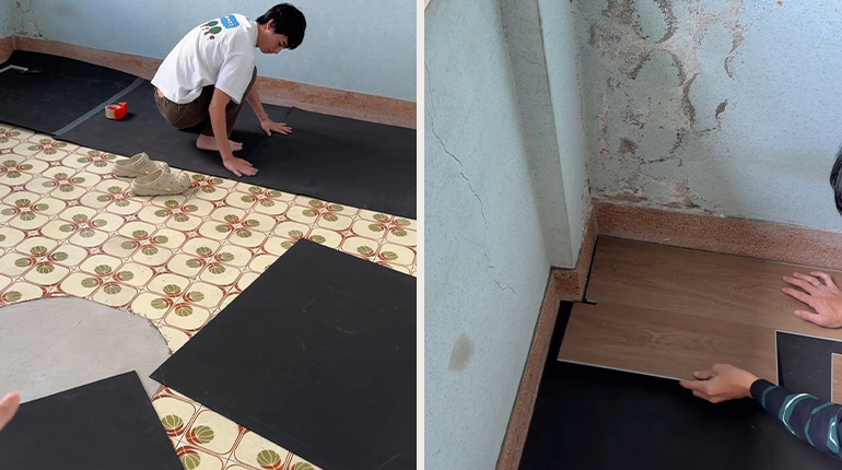 DIY 地板拼裝過程