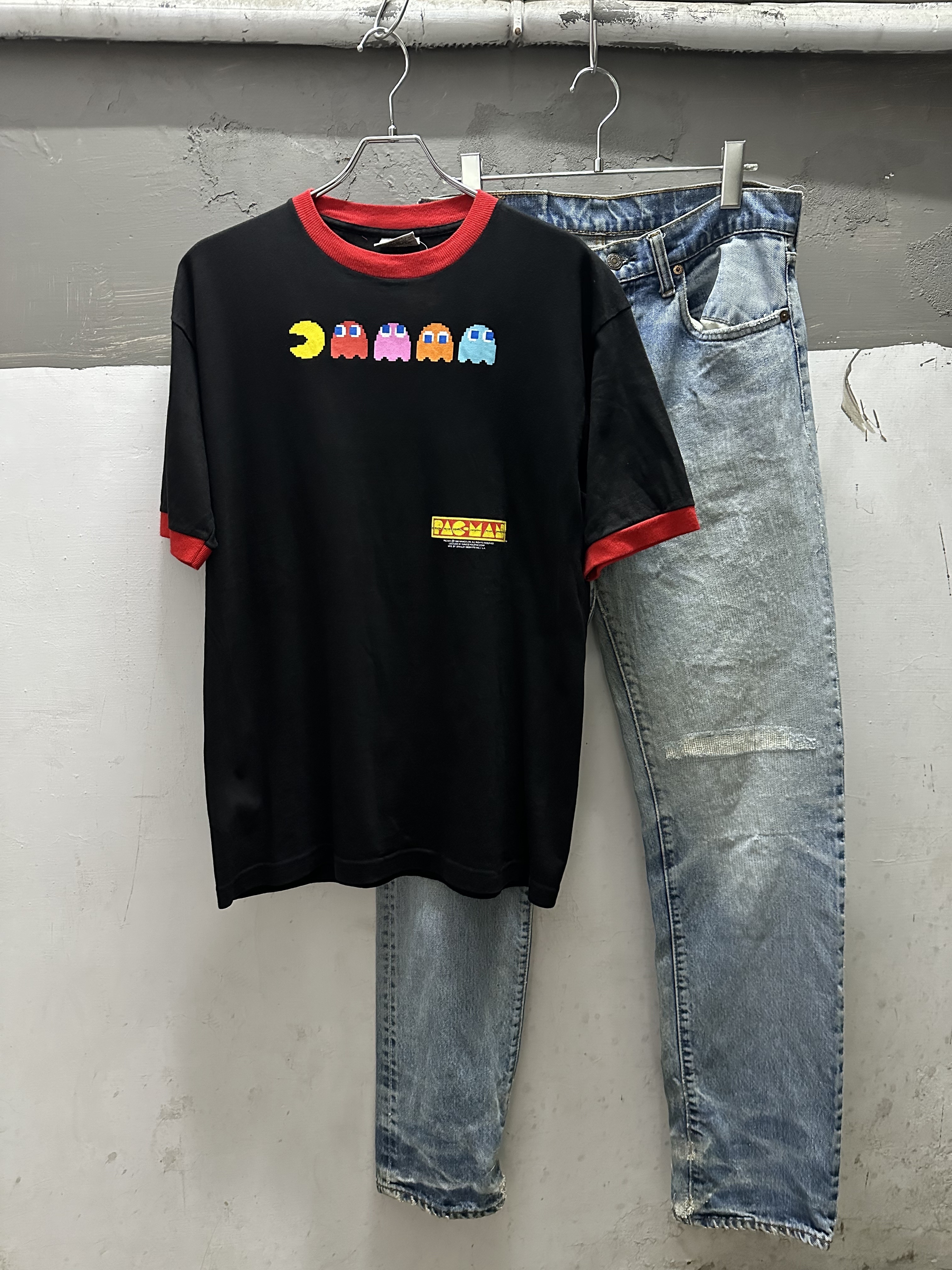 90s PAC-MAN Ringer Print Tee Made in USA