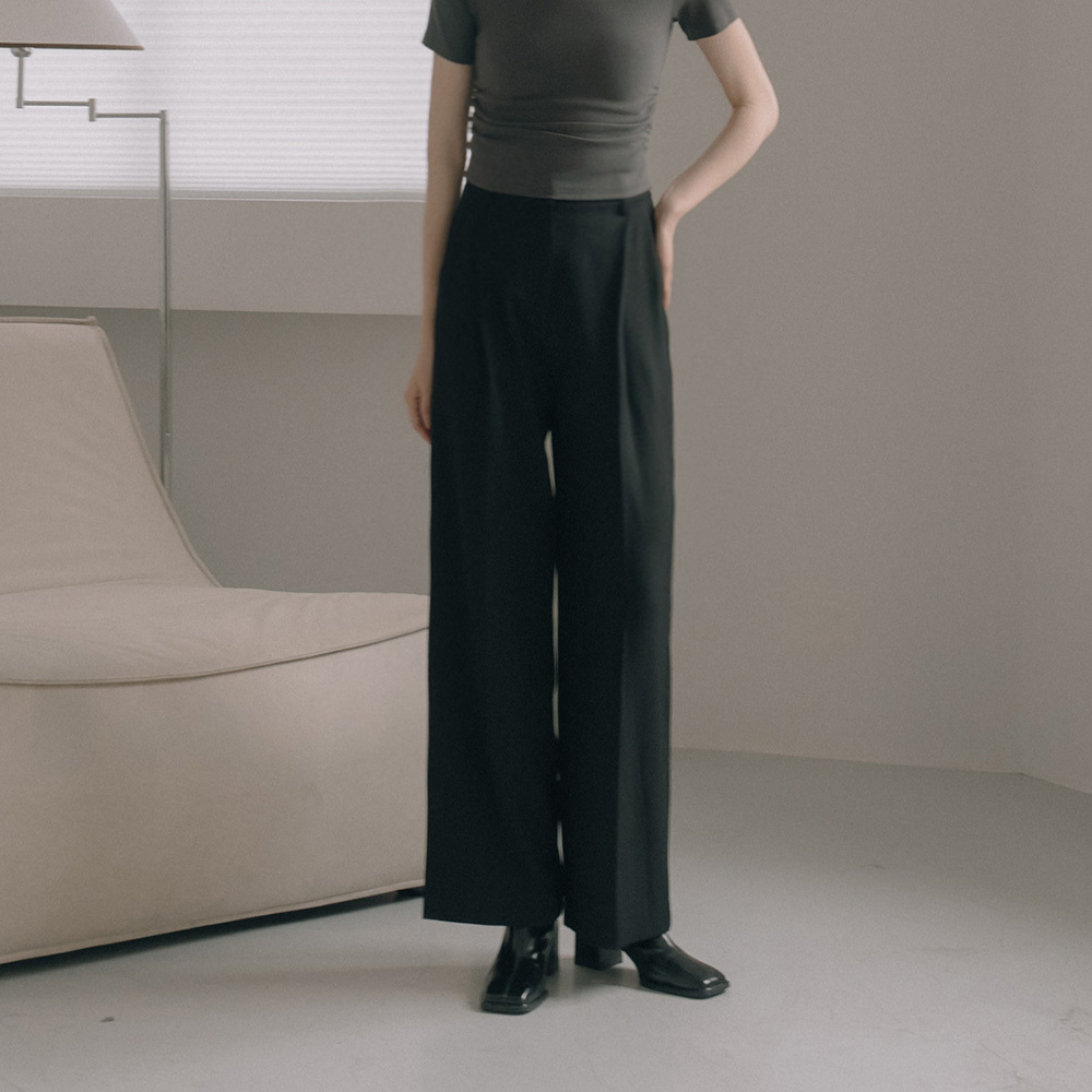 Plain Floor-length Straight Suit Trousers - Black S/M/L【04030477】in stock+pre-order