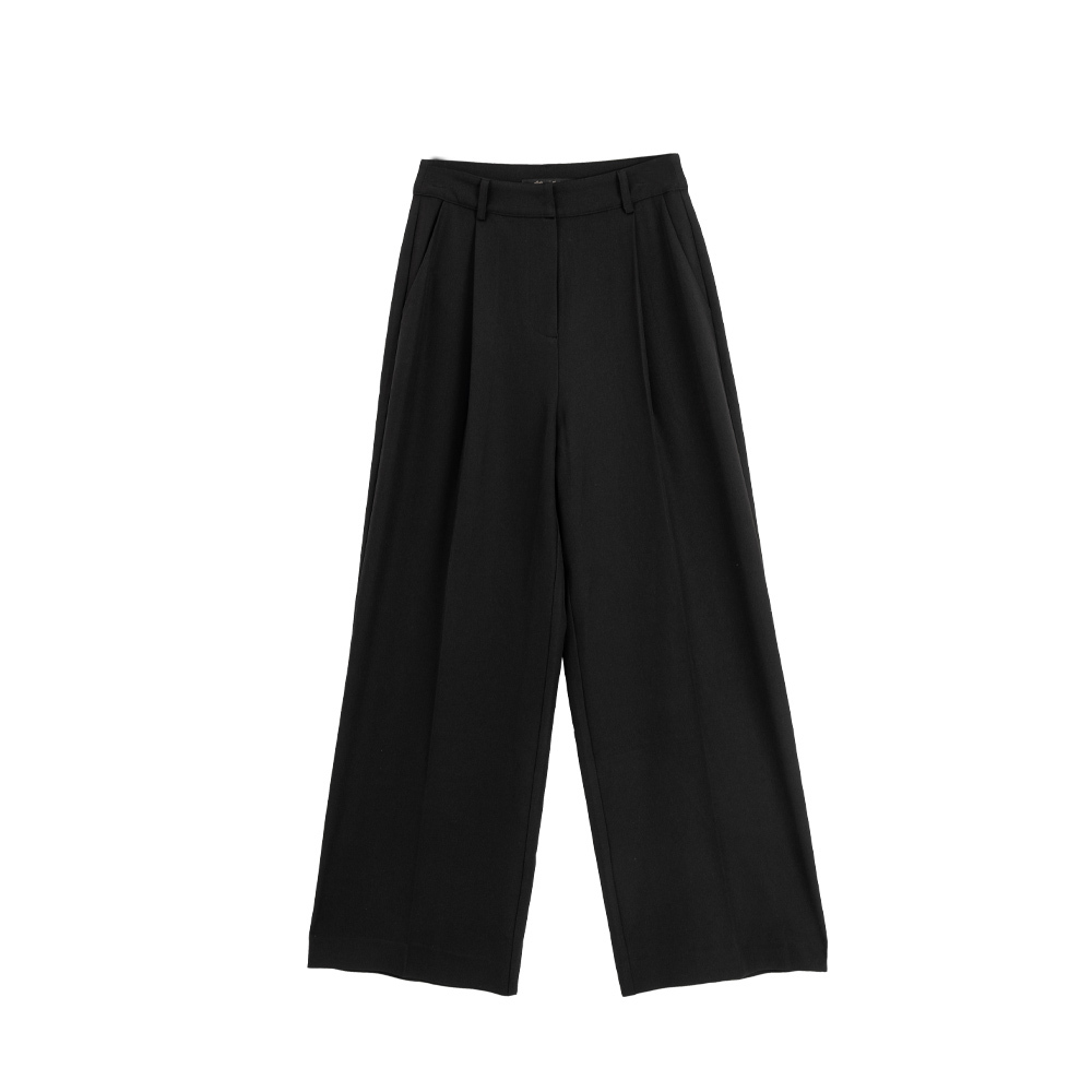 Plain Floor-length Straight Suit Trousers - Black S/M/L【04030477】in stock+pre-order