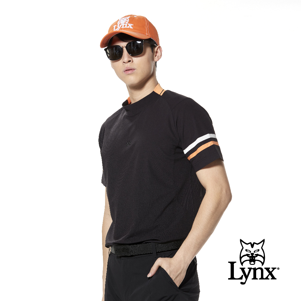 首爾高桿風格！合身版吸排抗UV涼感羅紋領兩袖條紋剪裁圓領POLO衫/高爾夫球衫