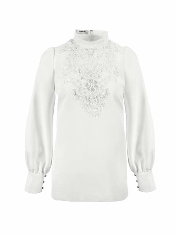 BB1AA006A1 法式莊園蕾絲刺繡微高領上衣 (官網限定)