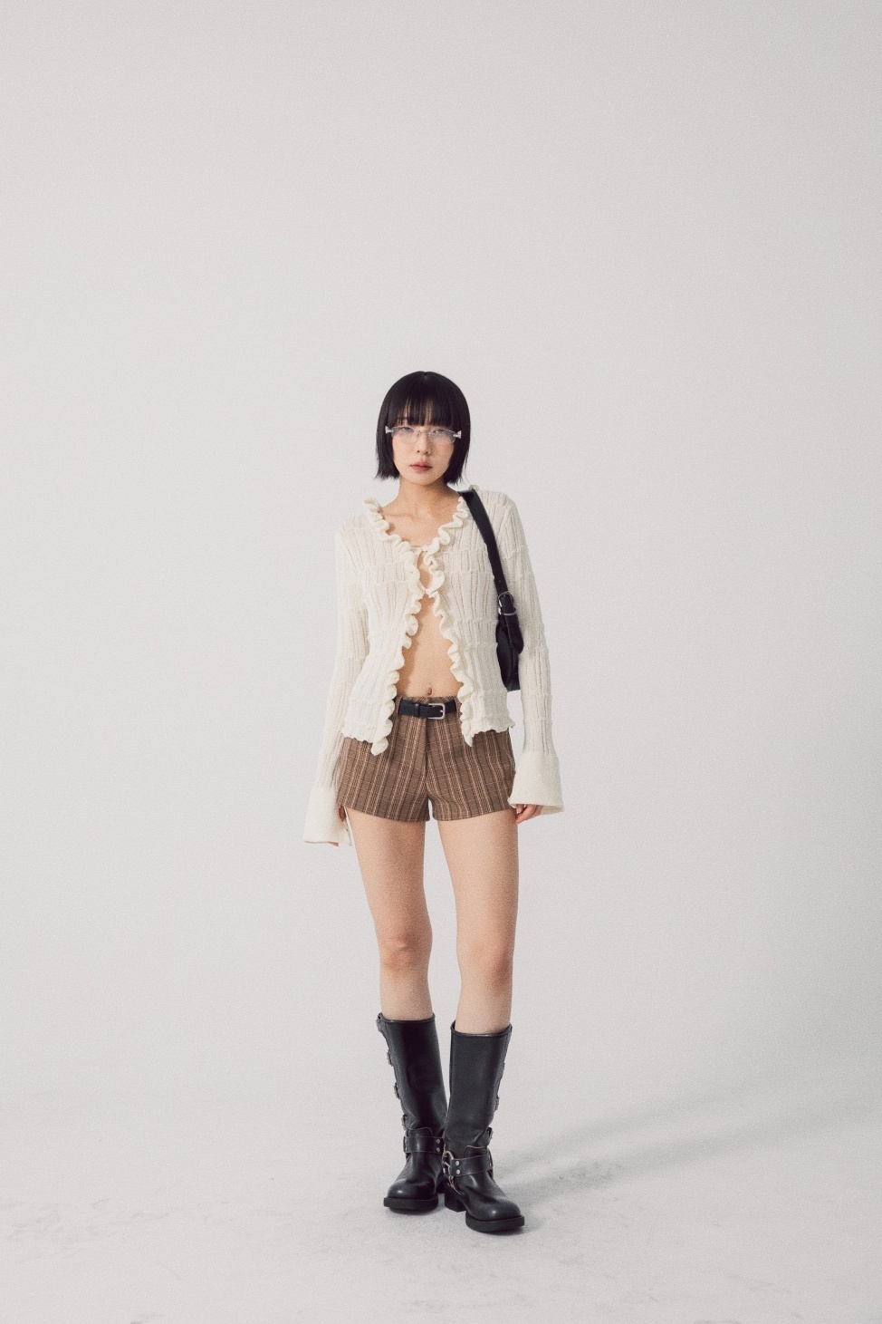 英倫格紋低腰短褲