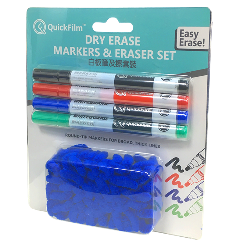 QUICKFILM™ dry erase markers and eraser set