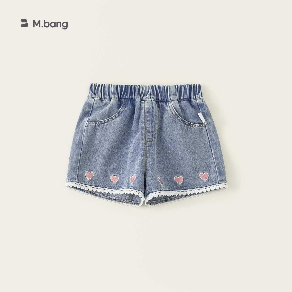 刺繡愛心牛仔短褲