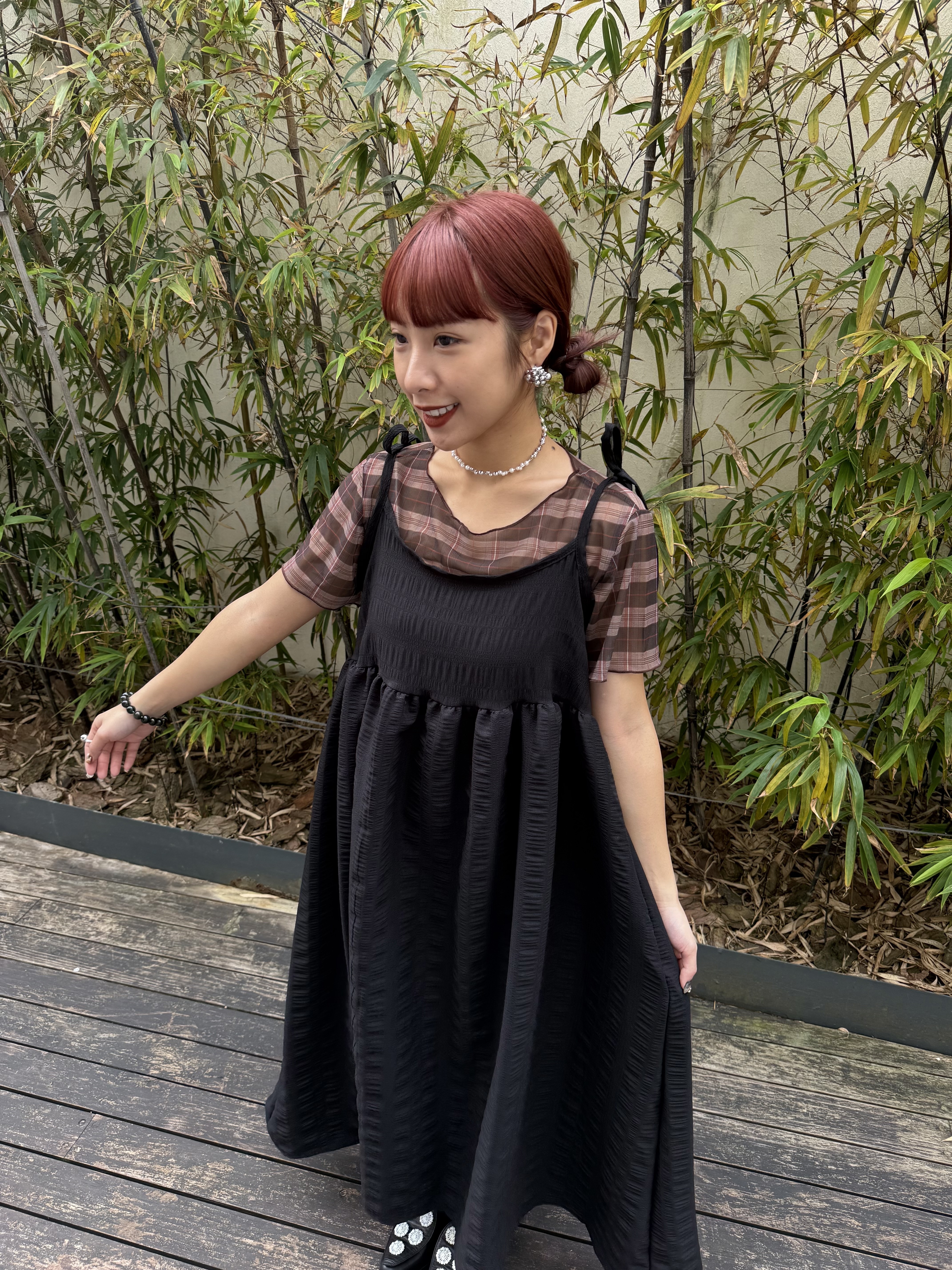 vintage格子Top 寬鬆cut!