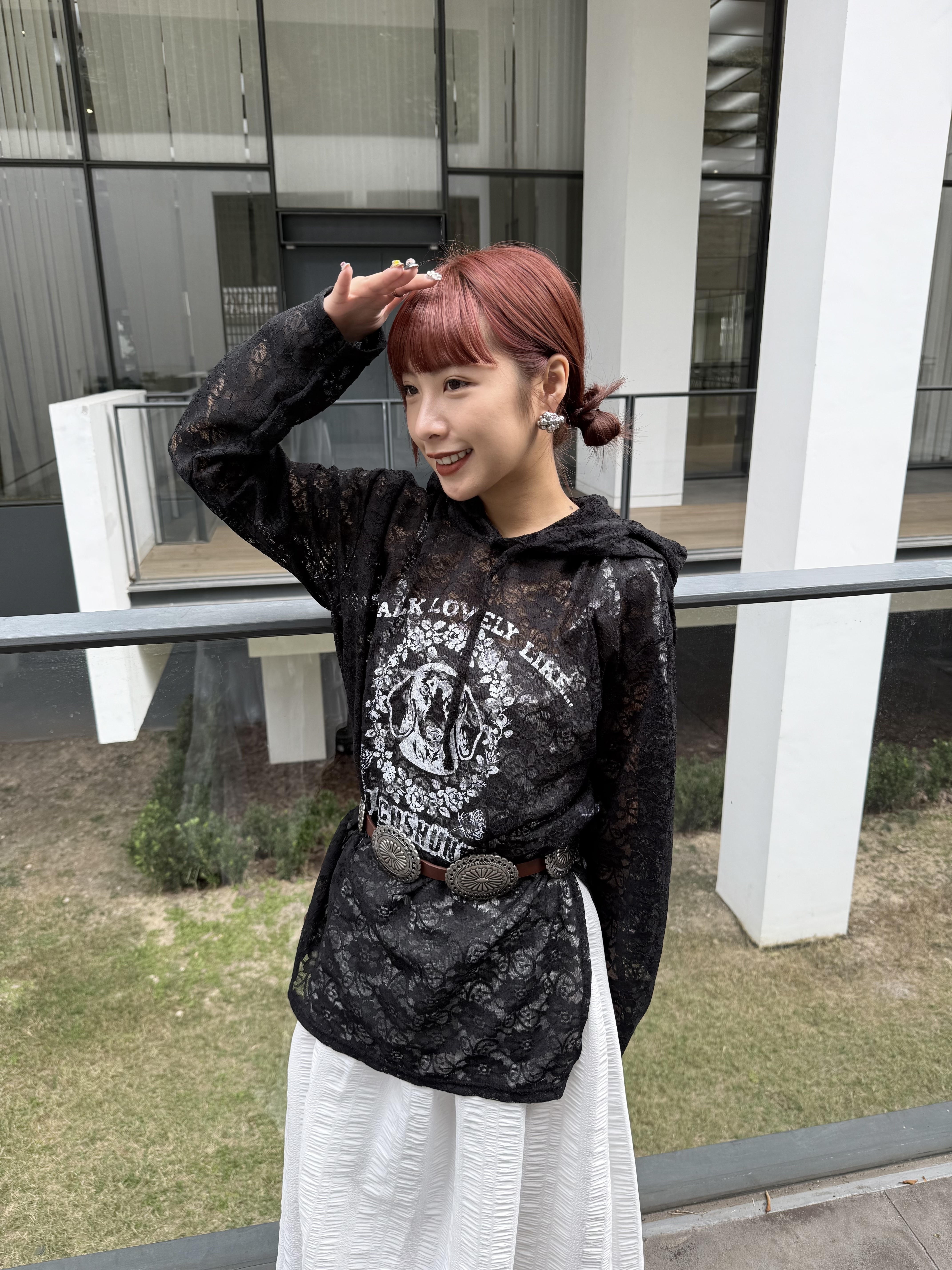 [三色入]lace logo薄身衛衣(White &black)