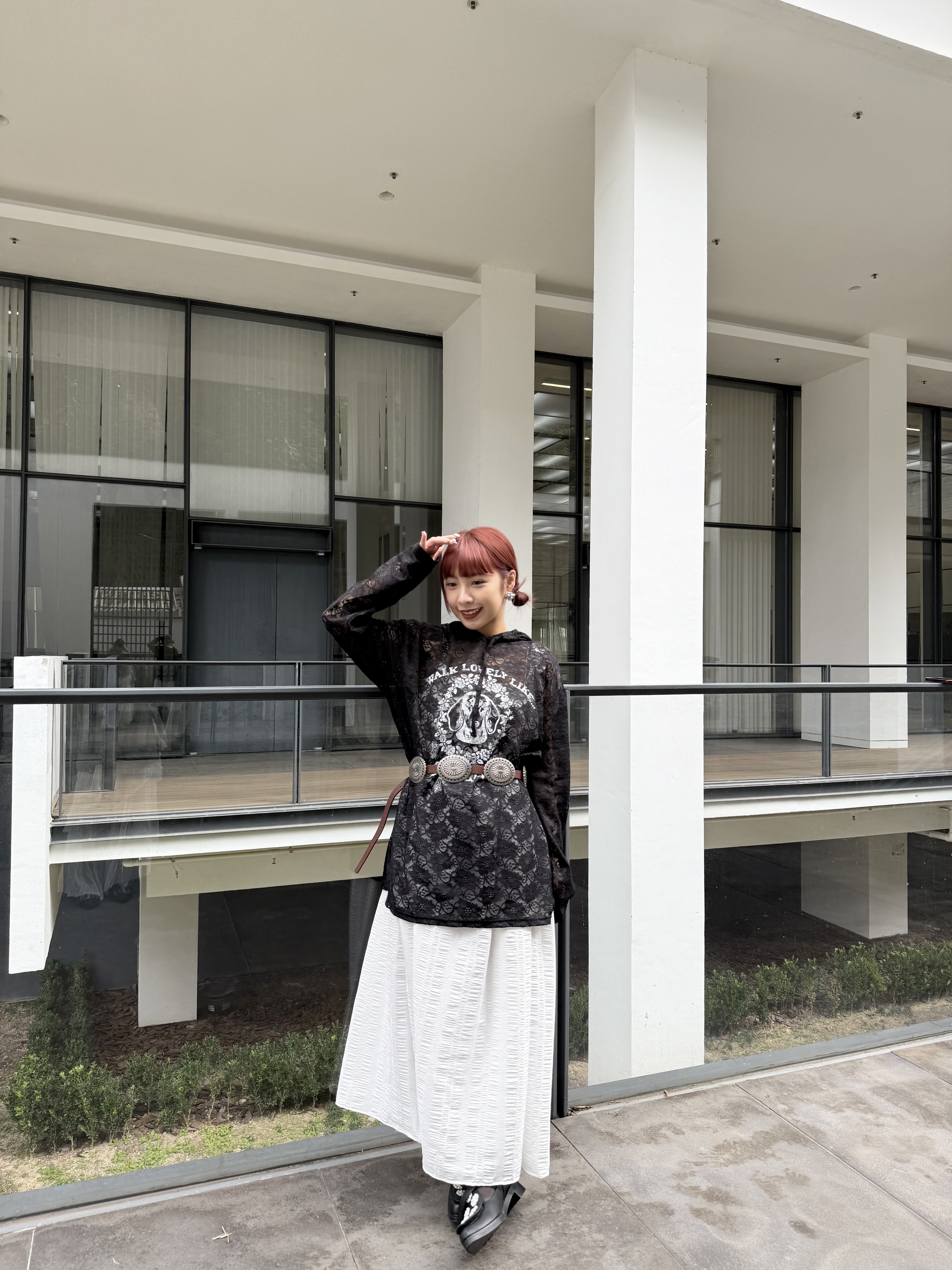 [三色入]lace logo薄身衛衣(White &black)