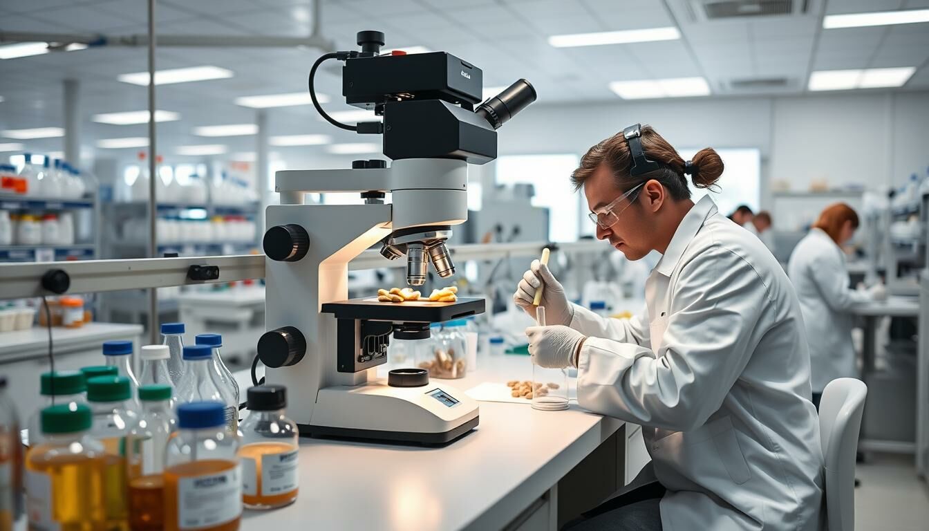 科學家在生化實驗室研究 游離型葉黃素功效
