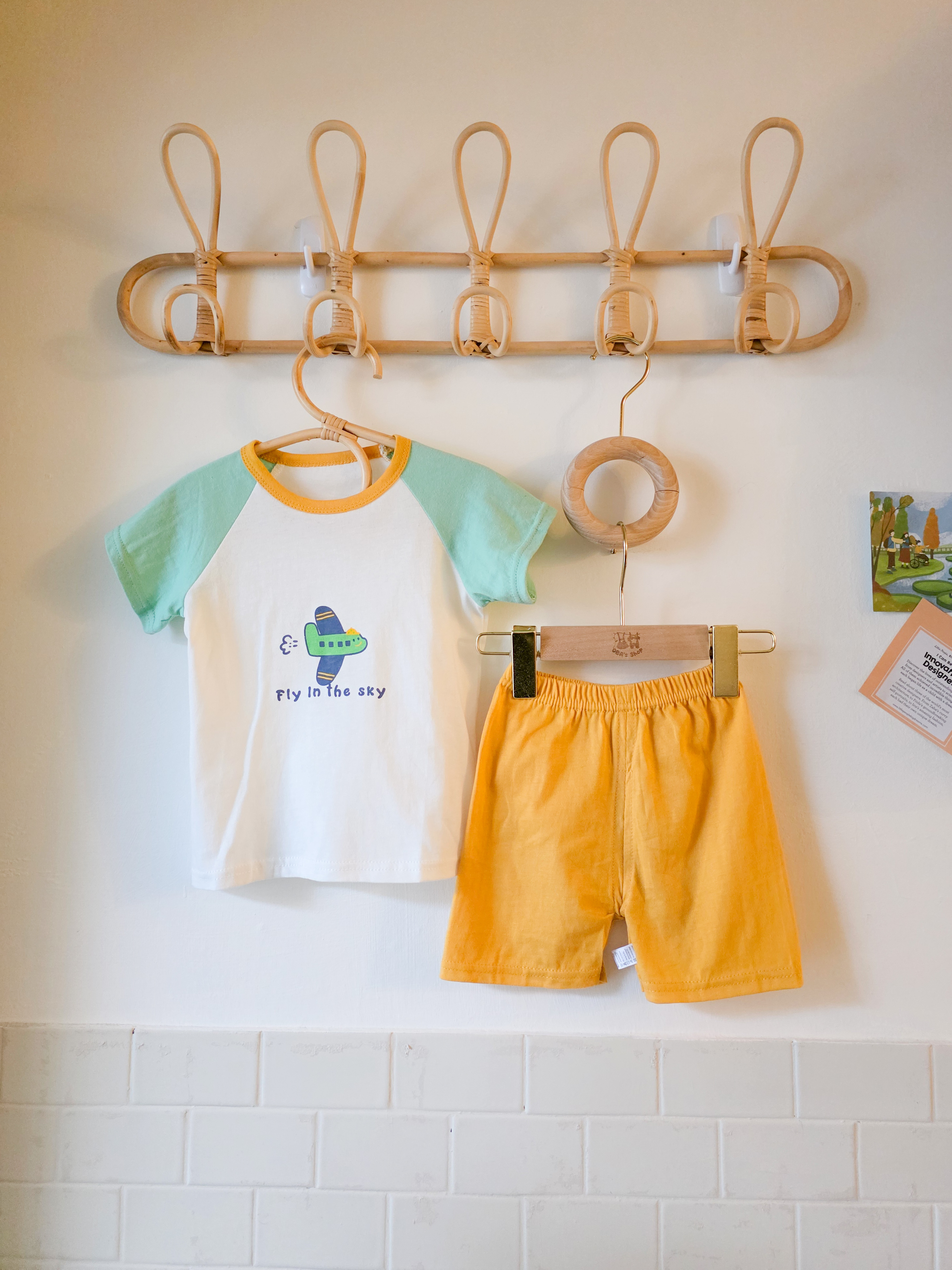 拚袖小飛機 短袖居家套裝