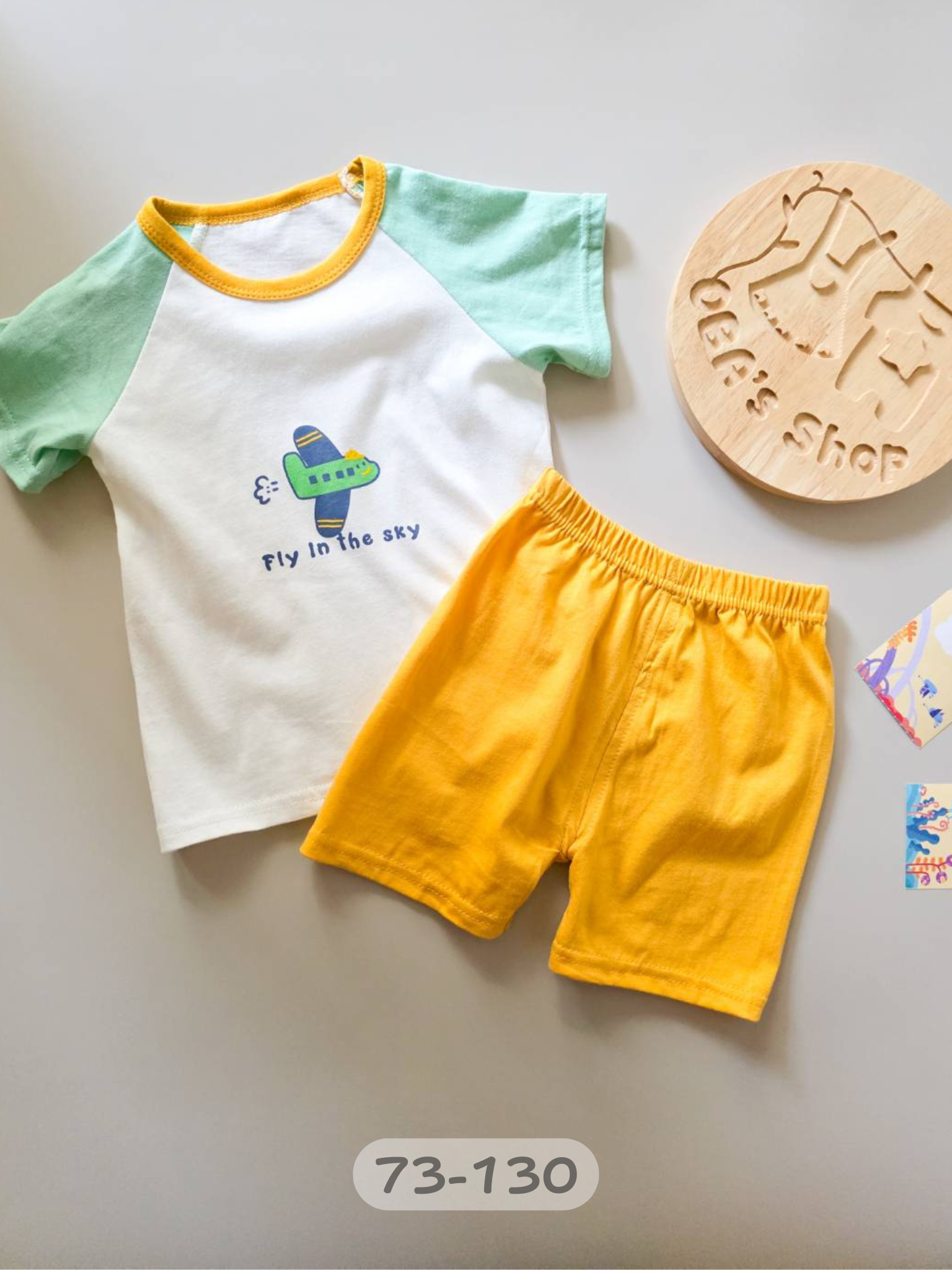 拚袖小飛機 短袖居家套裝