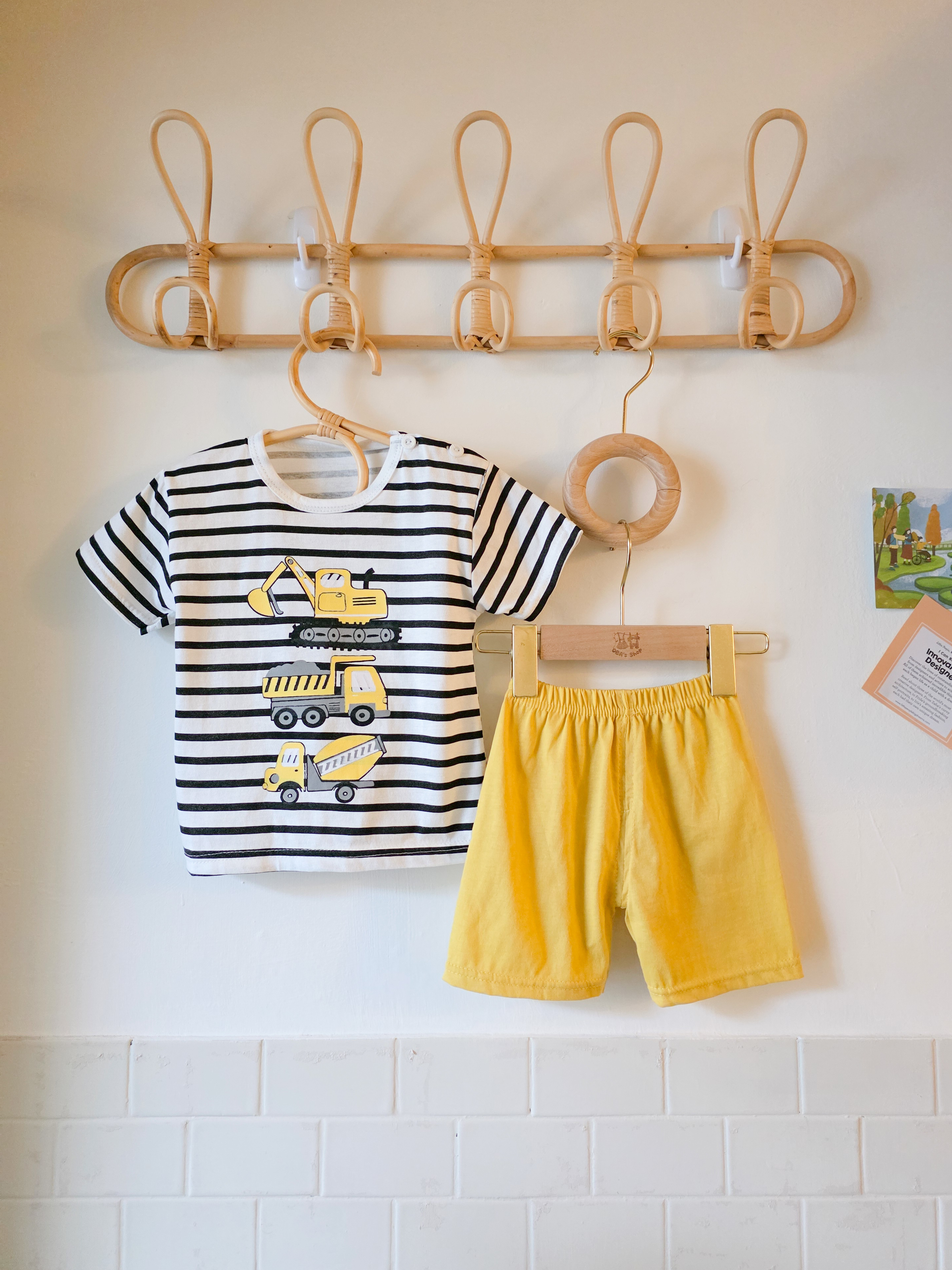 橫條工程車 短袖居家套裝