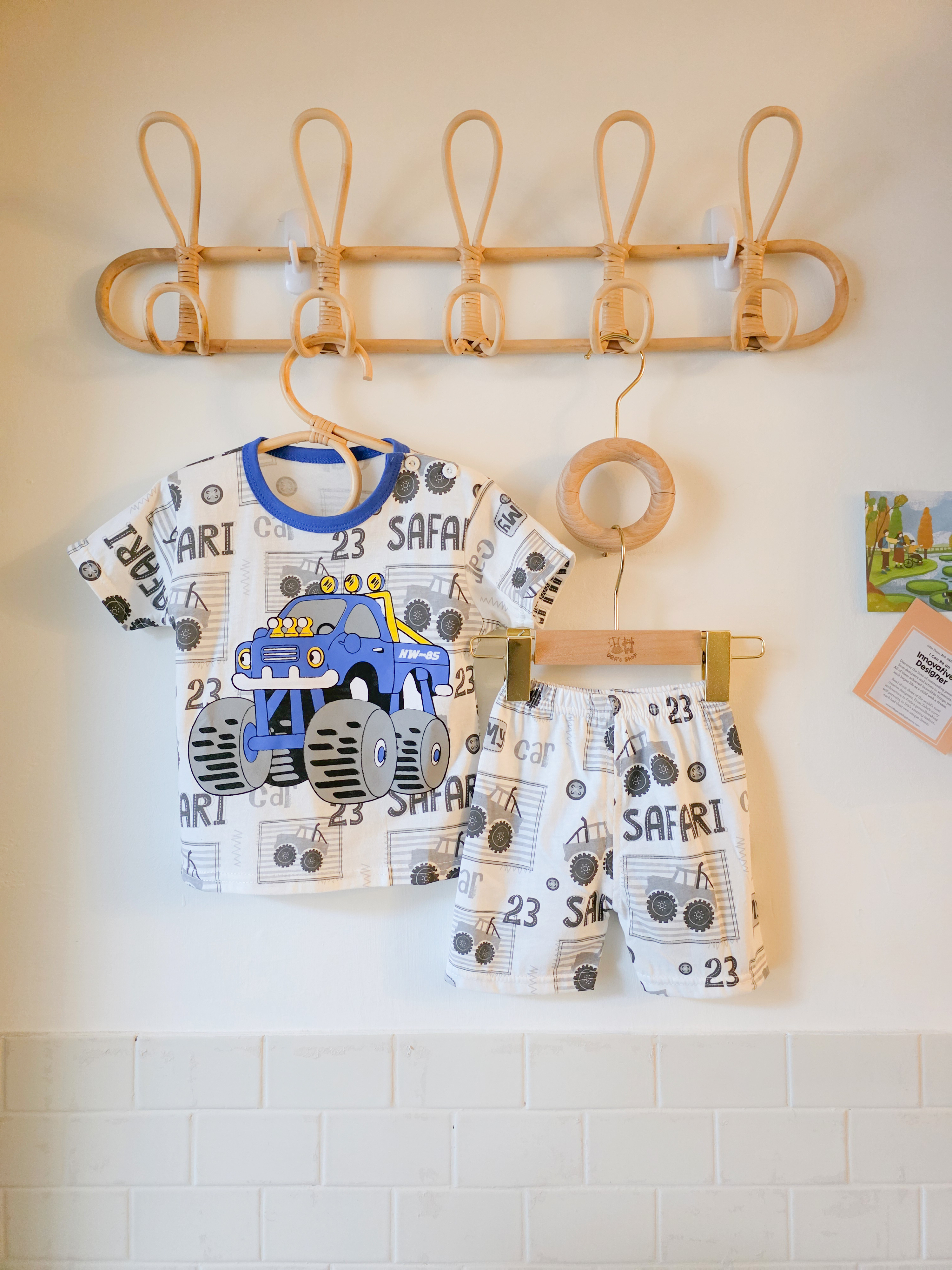 藍灰越野車 短袖居家套裝