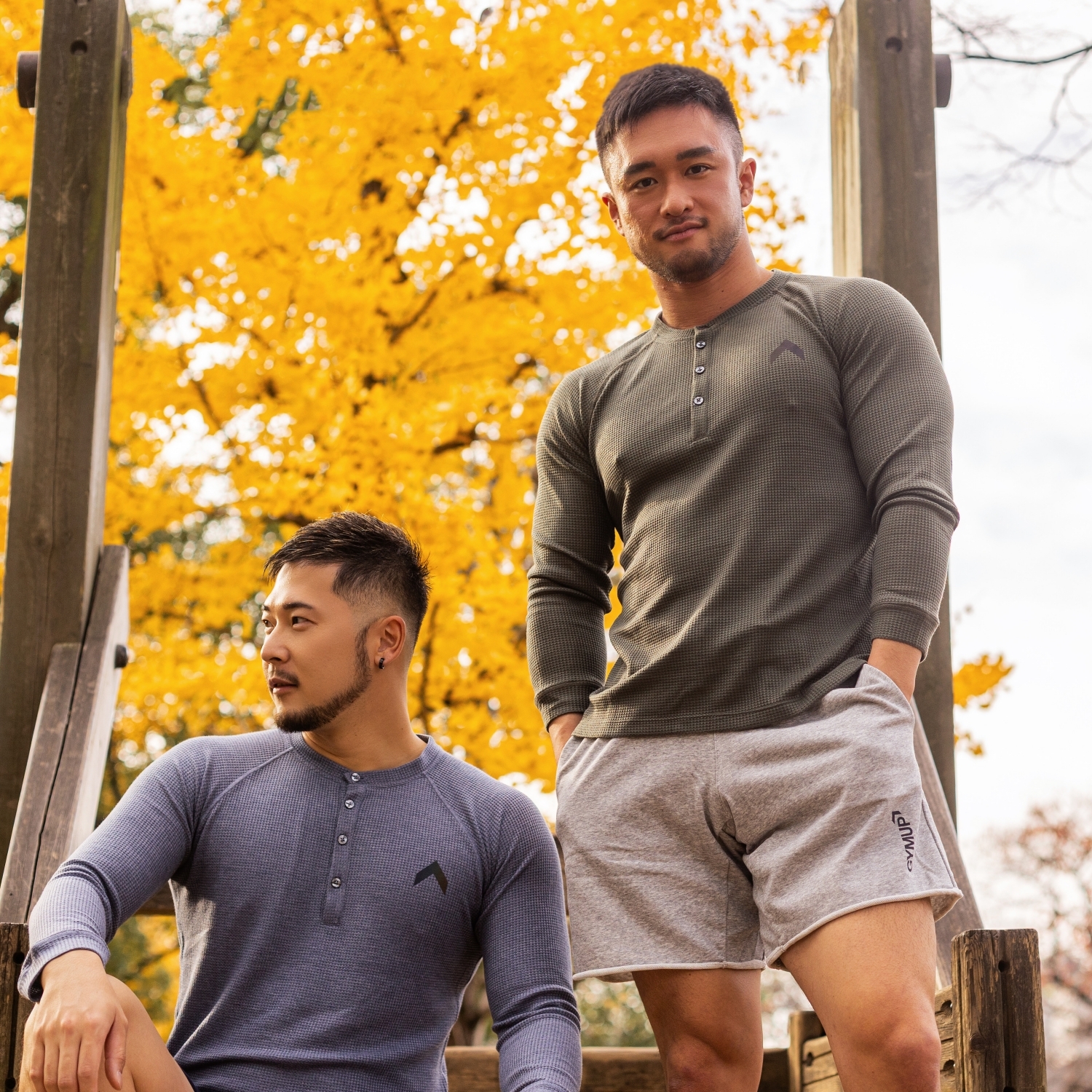 2025 全新系列 - GYMUP 窩夫格長袖T恤 04 灰綠