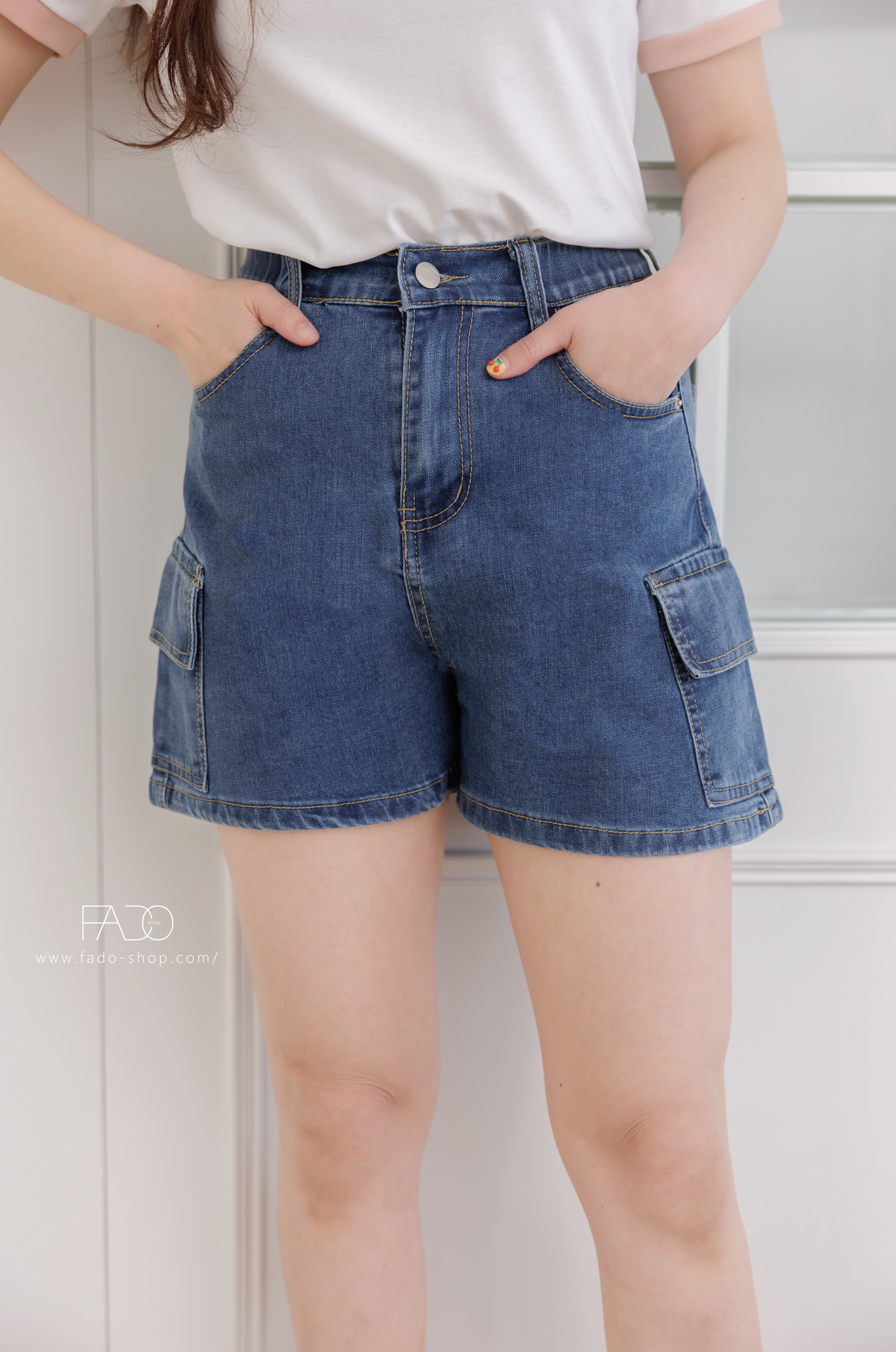 法朵Fado shop｜ 後鬆緊工裝造型牛仔短褲 2503004 S~XL