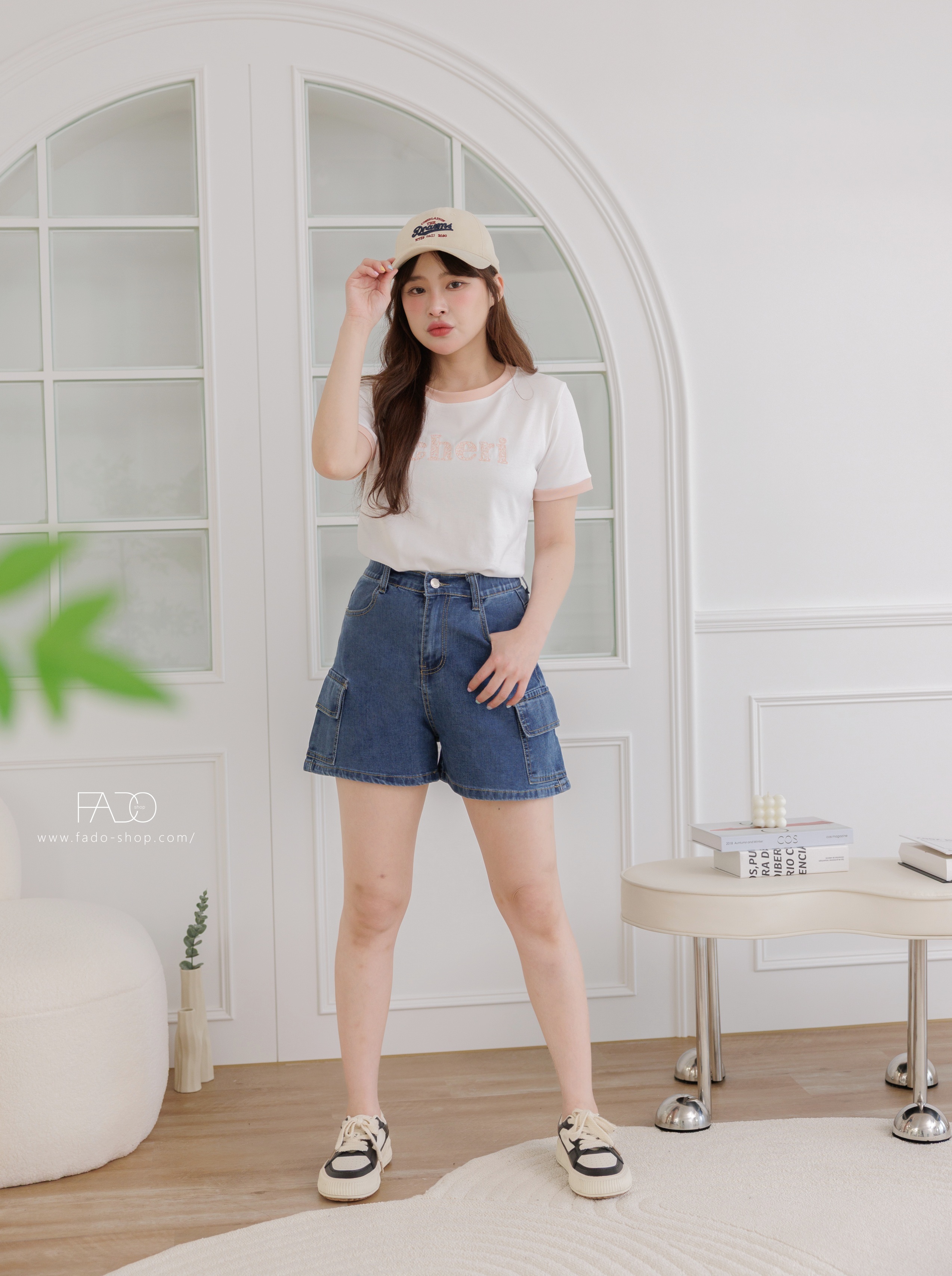 法朵Fado shop｜ 後鬆緊工裝造型牛仔短褲 2503004 S~XL