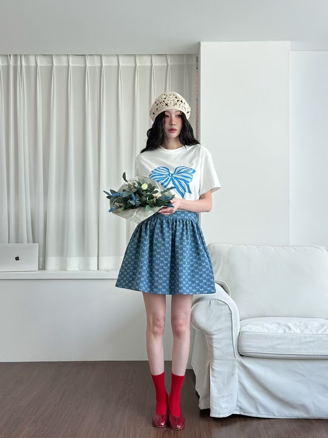 【優惠現貨】韓國蝴蝶圖案印花TEE（3色）