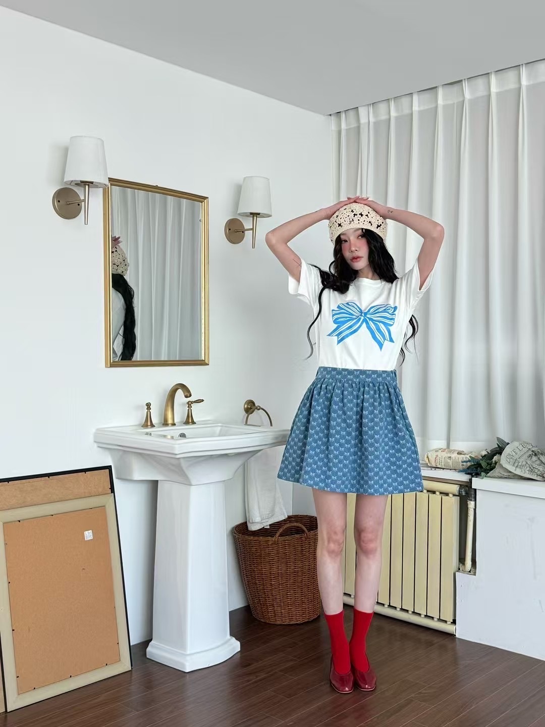 【優惠現貨】韓國蝴蝶圖案印花TEE（3色）