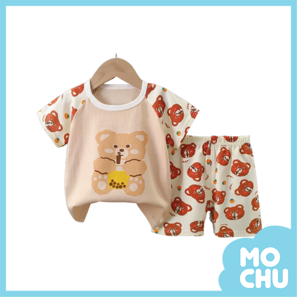 珍珠奶茶熊短袖套裝