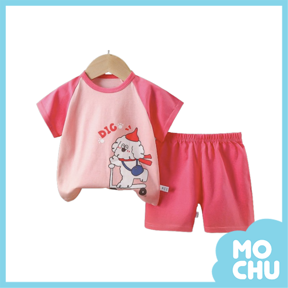 滑板車小狗短袖套裝