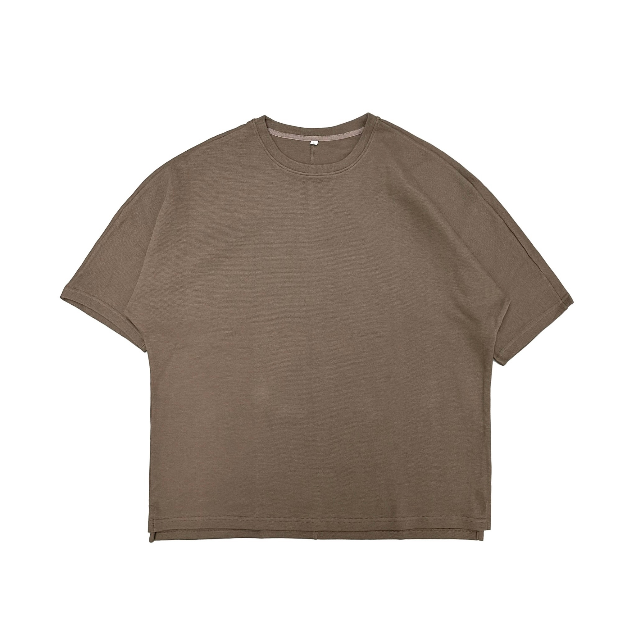 復古空氣棉寬版短T-咖啡