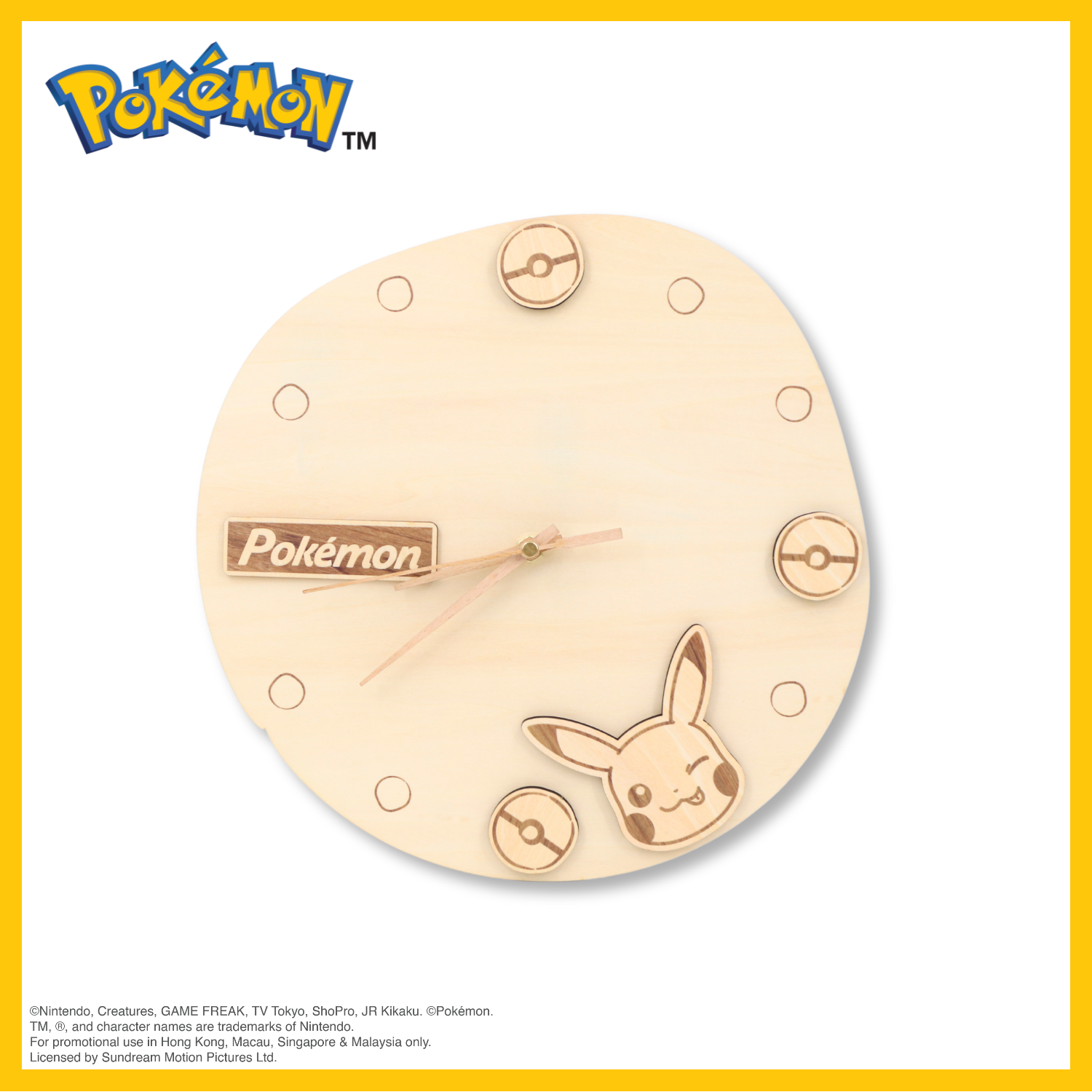 Pokémon Wooden Wall Clock