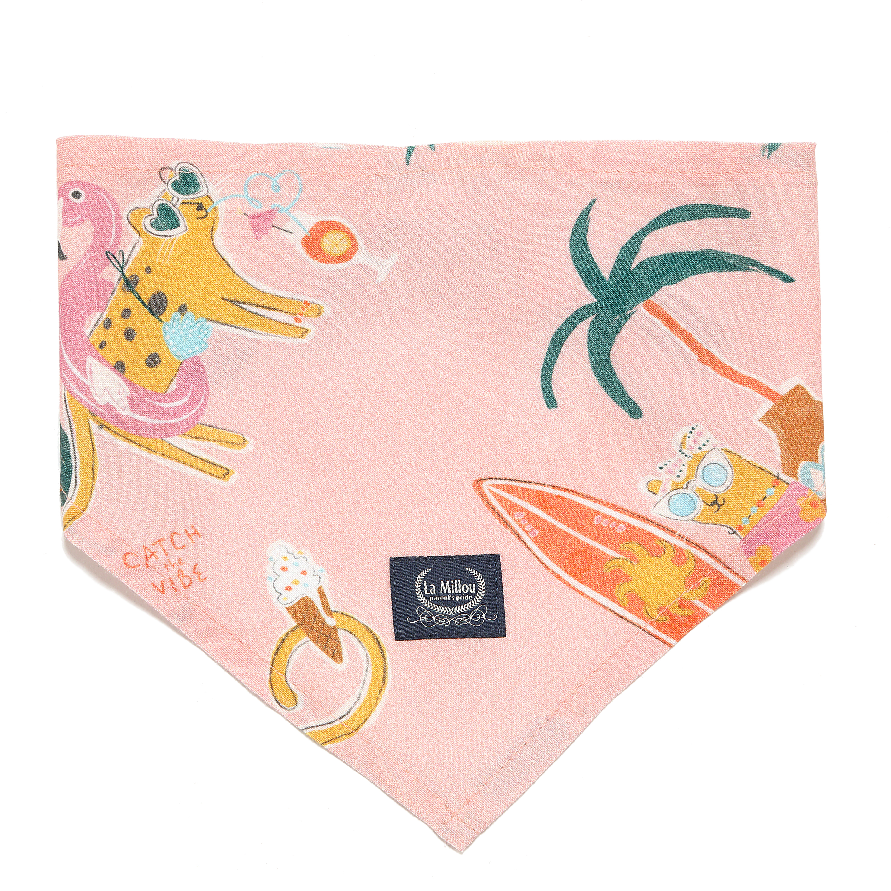 La Millou波蘭 竹纖涼感口水兜｜抗菌口水兜｜石虎渡假中(粉底)