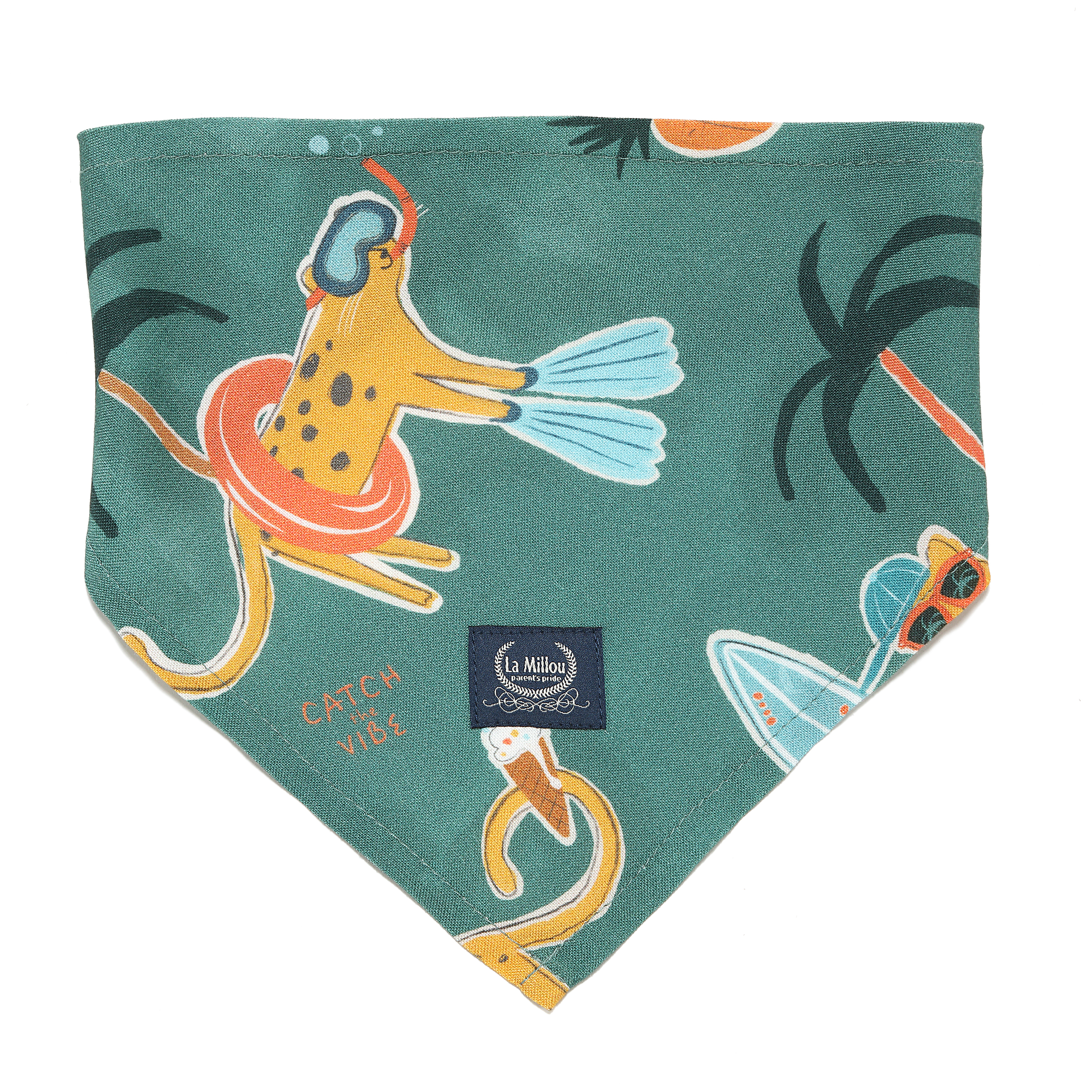 La Millou波蘭 竹纖涼感口水兜｜抗菌口水兜｜石虎渡假中(綠底)