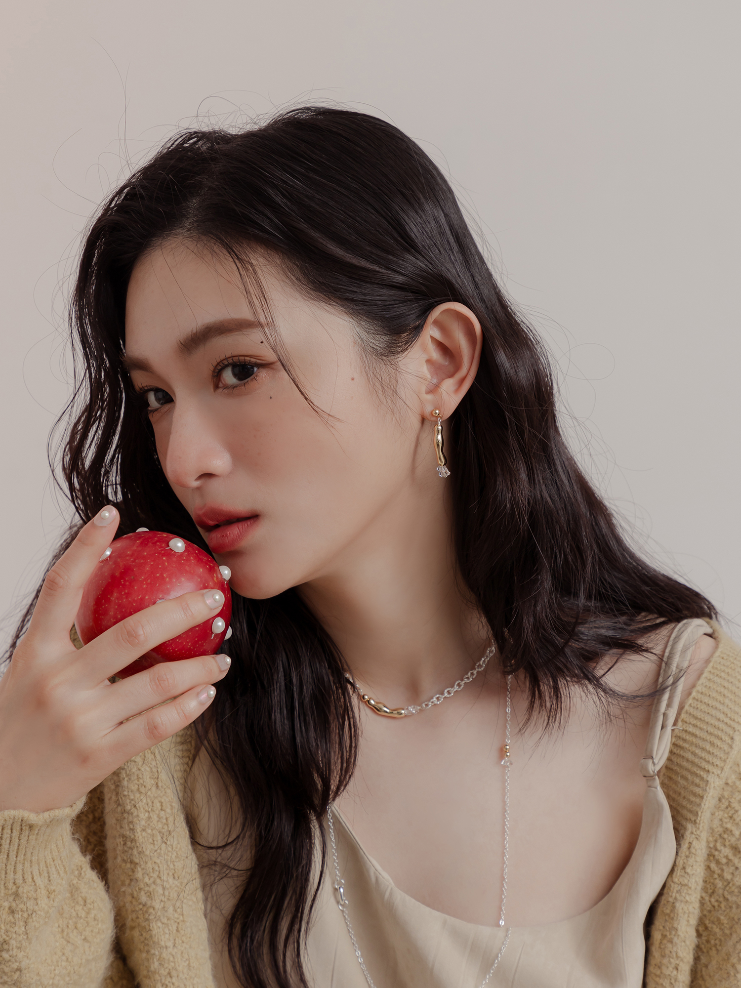 未來預判。MUCHAT手作14KGP幾何金管水晶純銀針耳環