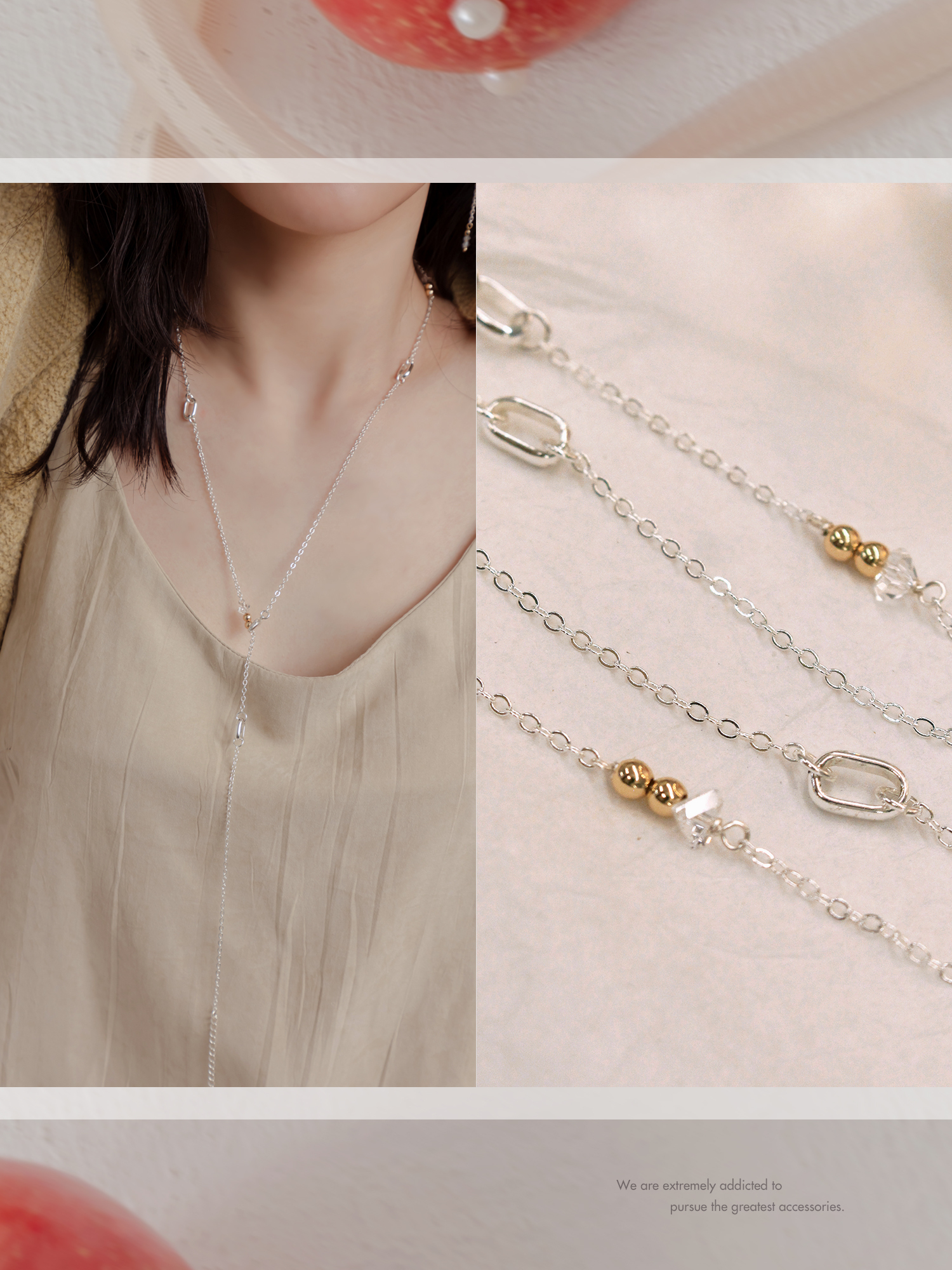 未來預判。MUCHAT手作14KGP三角水晶串珠長項鍊