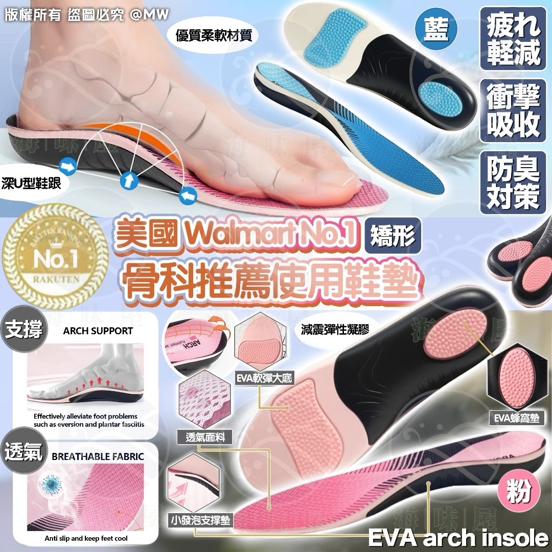 S17785 美國 Walmart No.1 骨科推薦使用鞋墊