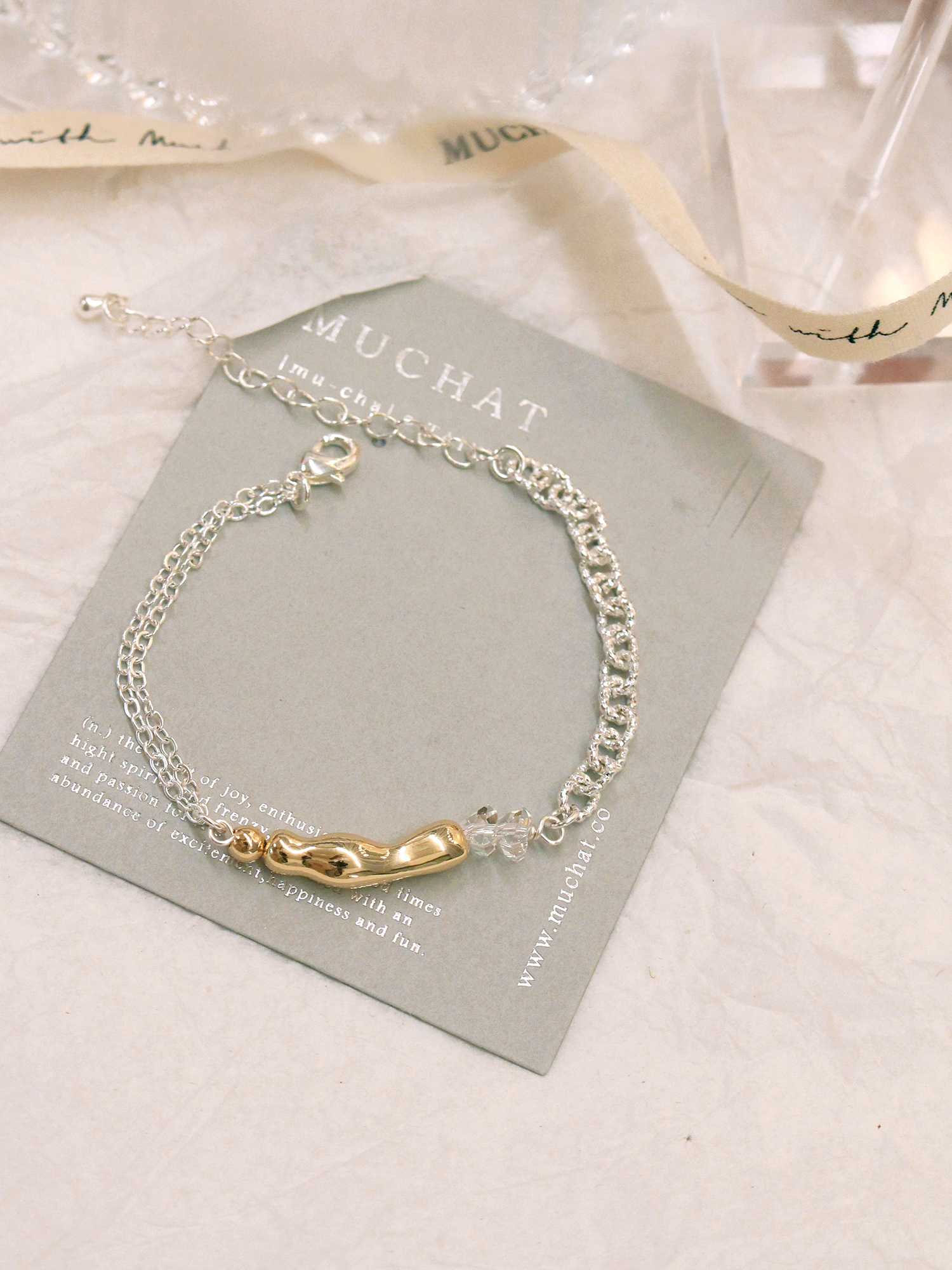 未來預判。MUCHAT手作14KGP幾何扭結金管手鍊